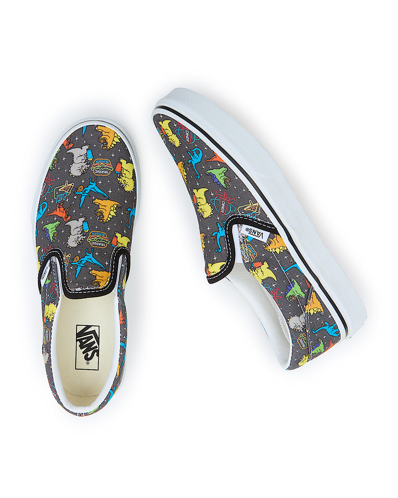 Youth Dino Classic SlipOn Shoes 814 years VANS GreyWhite ALT1