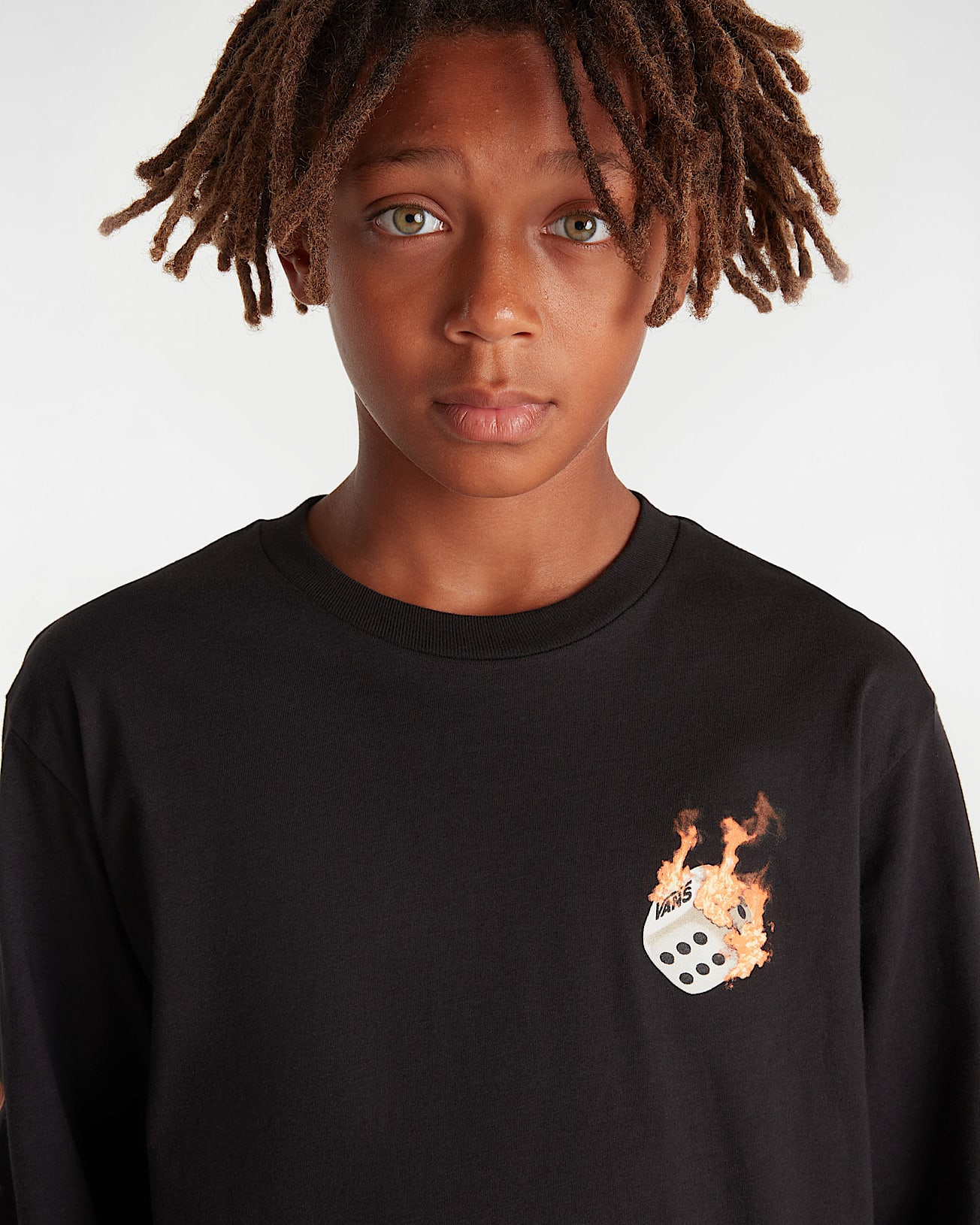 Kids High Roller Long Sleeve TShirt 814 Years VANS Black ALT5