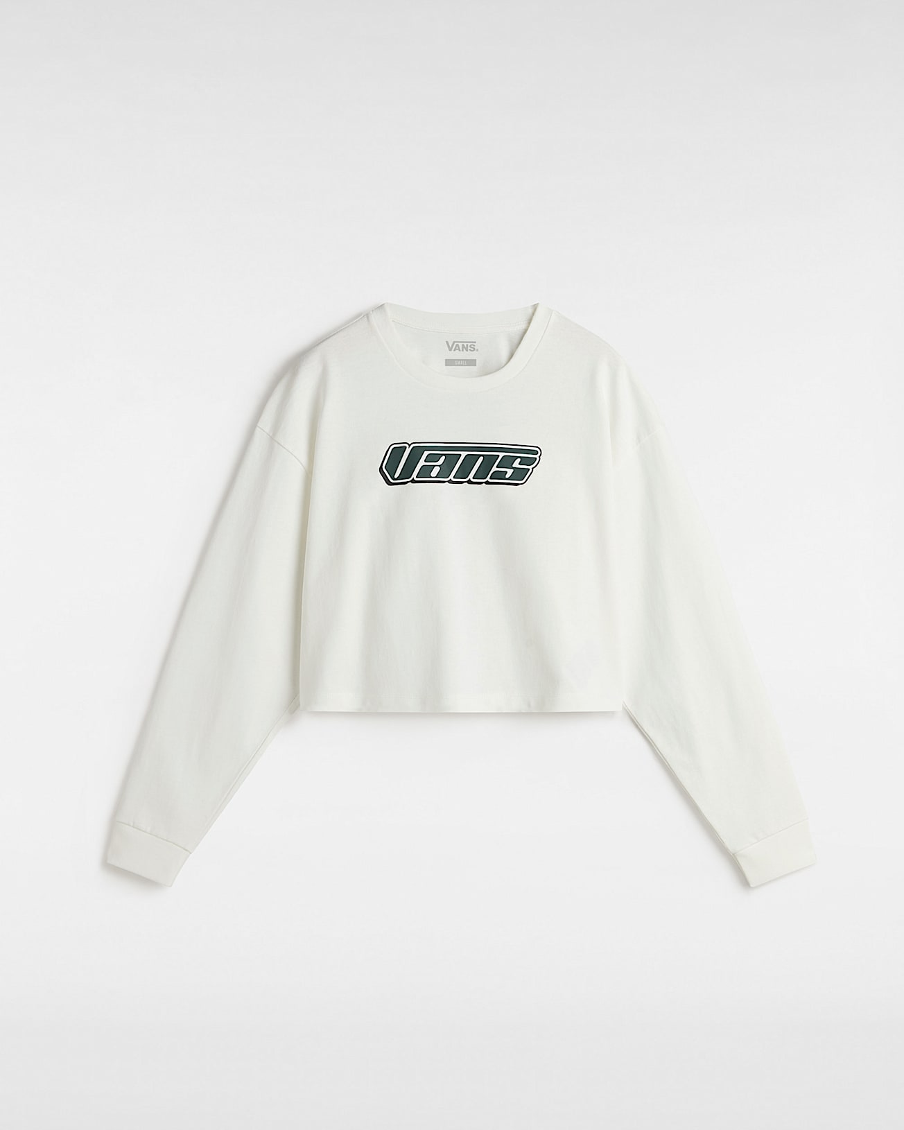 Retro V Hook and Loop Relaxed Long Sleeve Crop TShirt VANS White HERO