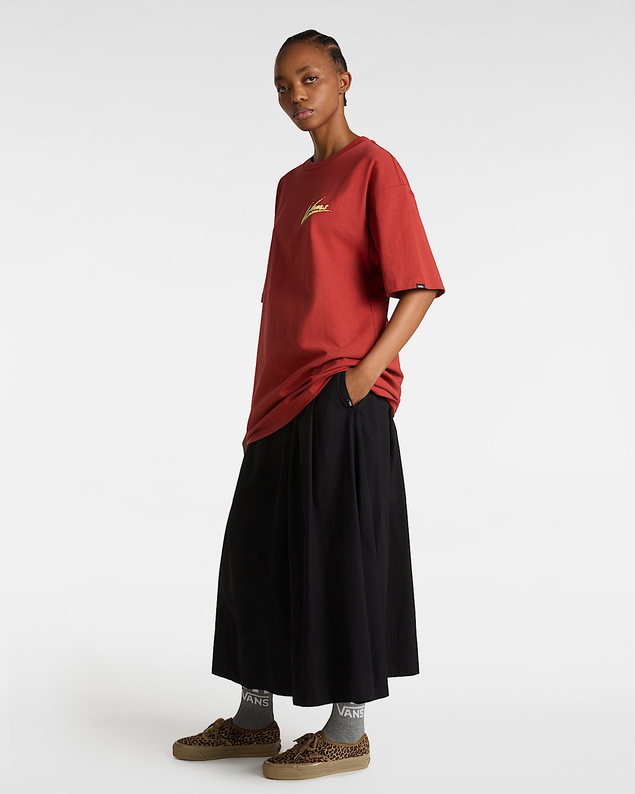 Tshirt Brush Script VANS Rouge ALT3