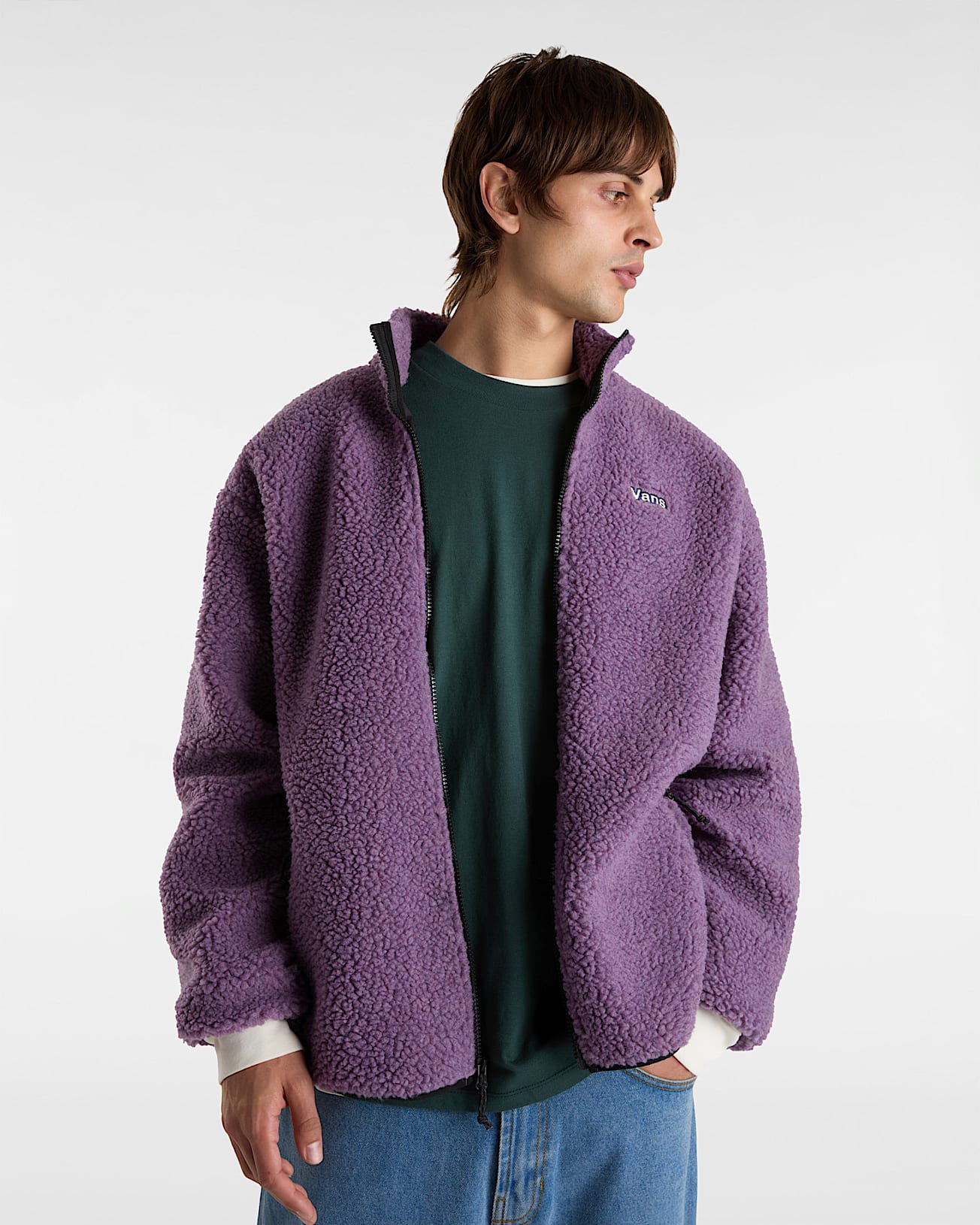 Jazzy Full Zip Sherpa Jacket in Purple| Vans DK