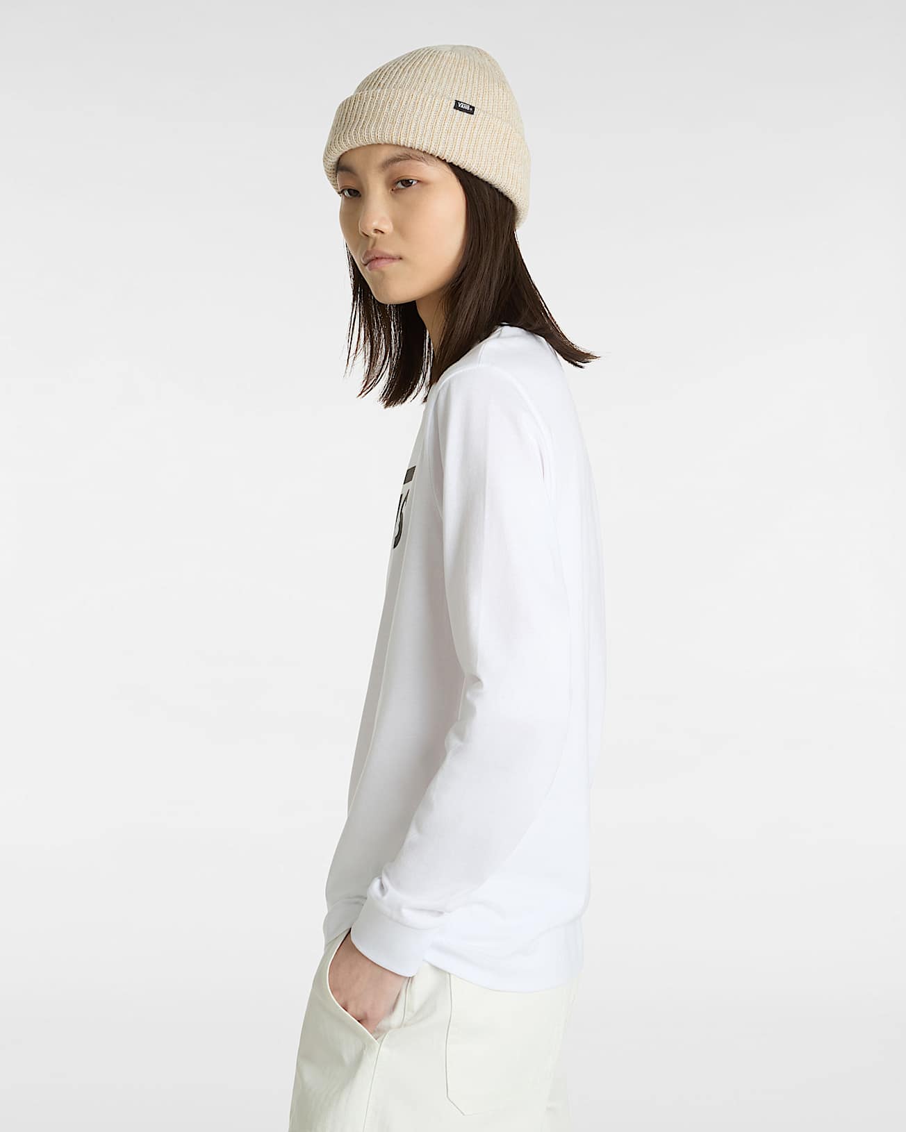 Flying V Classic Tee met lange mouwen VANS Wit ALT4