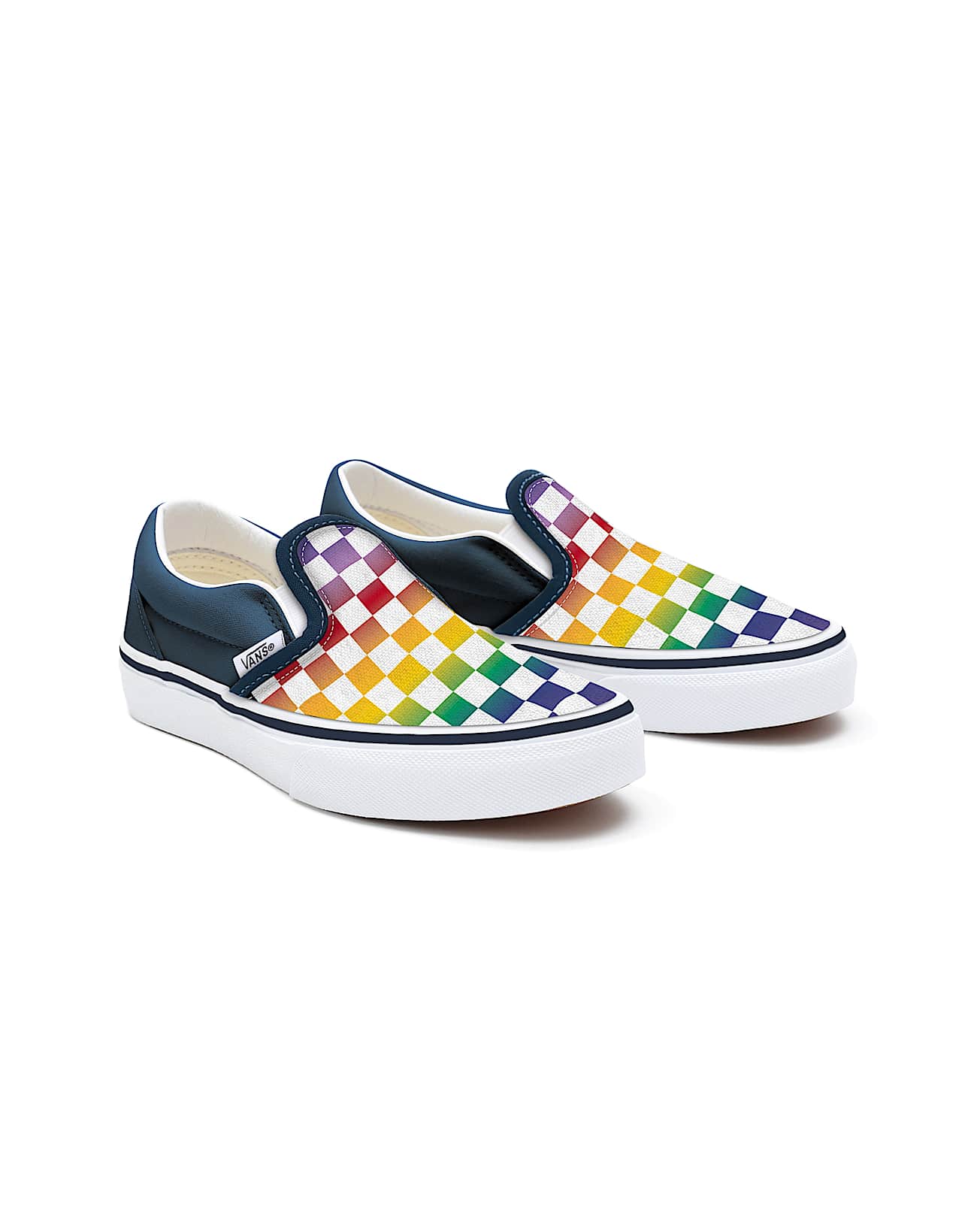Kids Customs Rainbow Checkerboard Slip-On Shoes (4-8 years) - 1