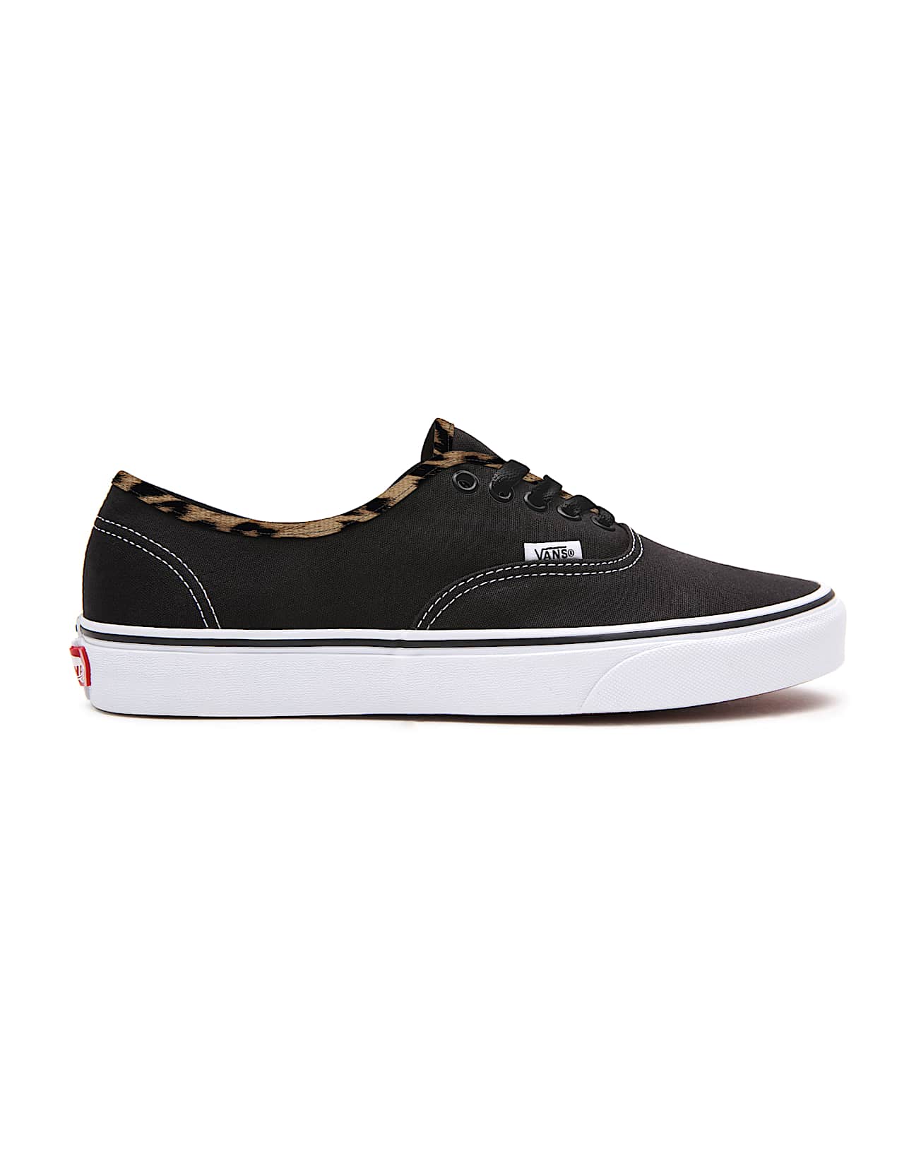 Personalisierbare Black Leather Leopard Authentic VANS Schwarz ALT1