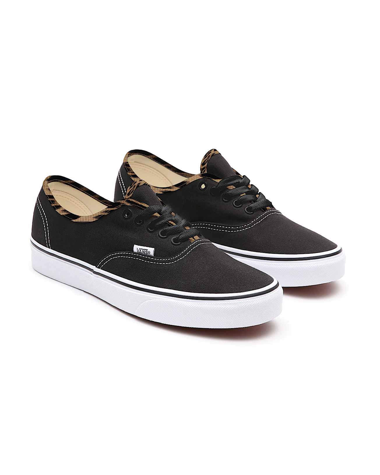 Personalisierbare Black Leather Leopard Authentic VANS Schwarz HERO