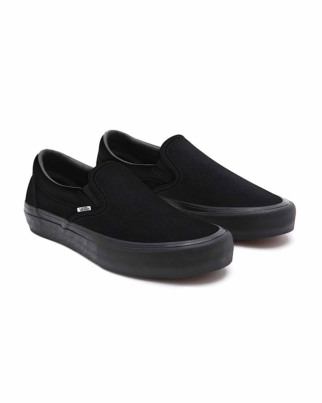 Personalisierbare Total Black Leather SlipOn VANS Schwarz HERO