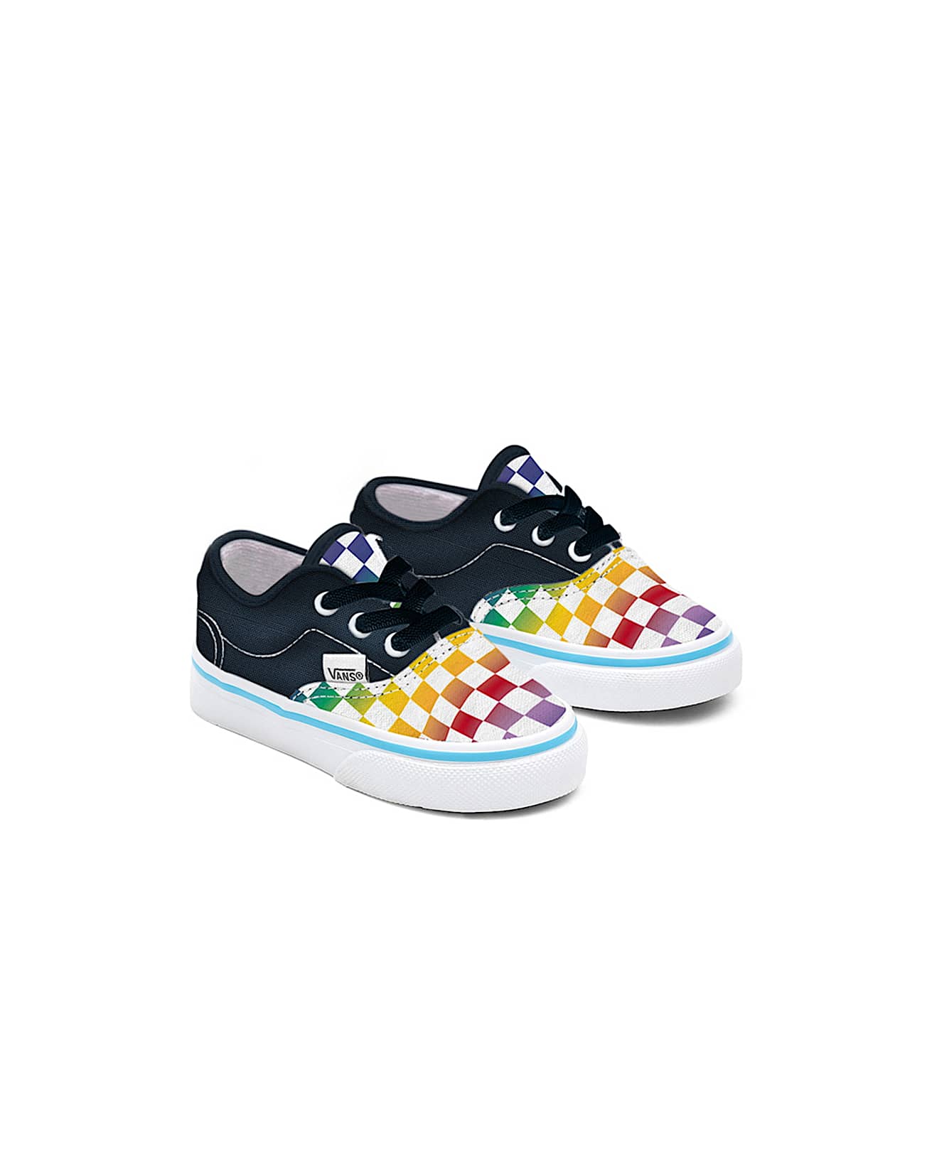 Kleinkinder Personalisierbare Rainbow Checkerboard Authentic Schuhe 14 Jahre VANS Blau HERO