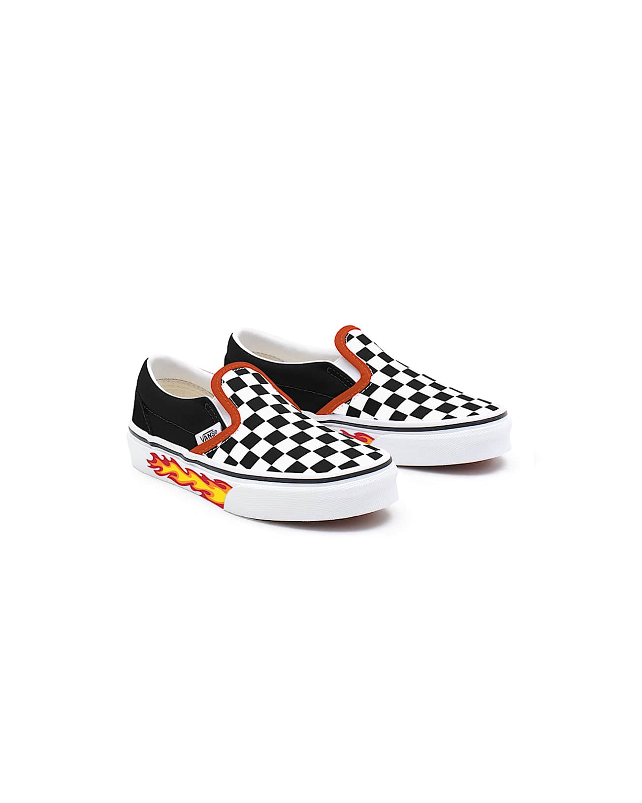 Kids Customs Checkerboard Flame Slip-On Shoes (4-8 years) - 1