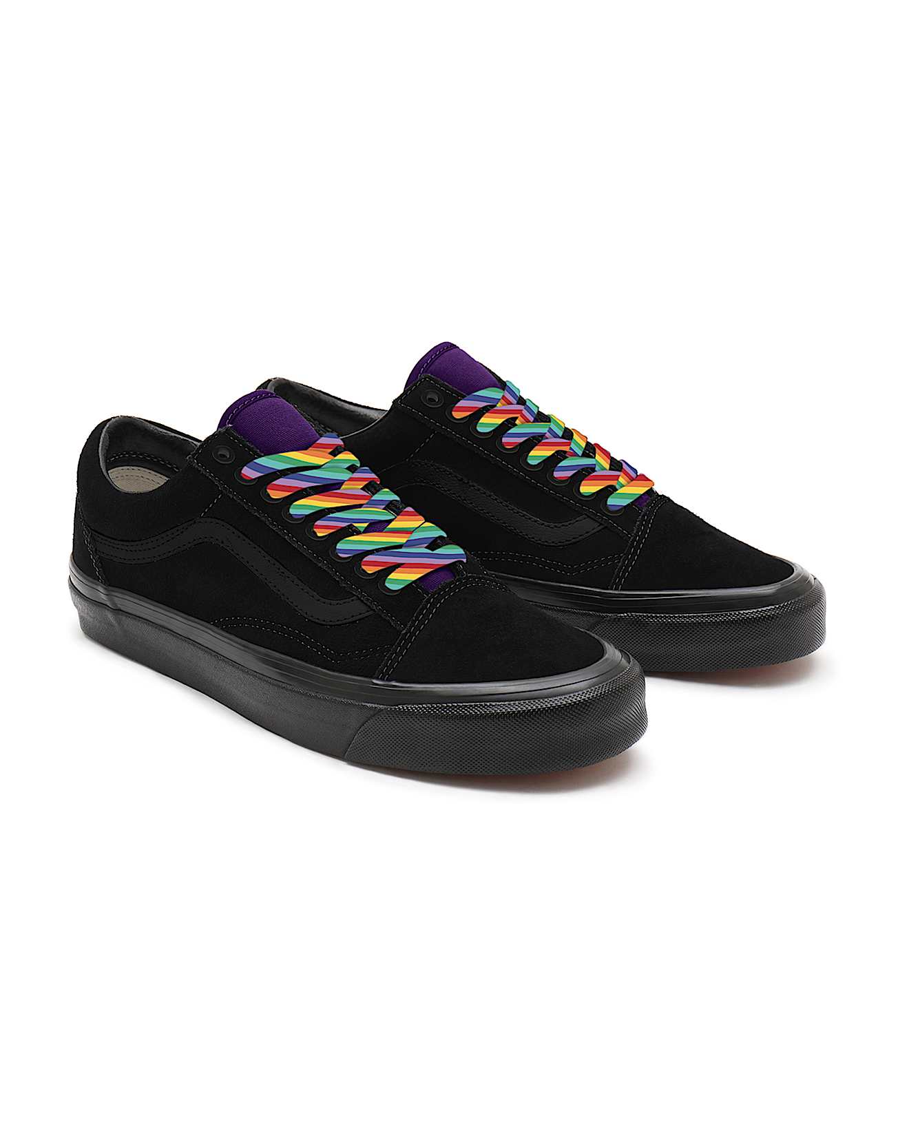 Personalisierbare Total Black Rainbow Laces Old Skool VANS Schwarz HERO