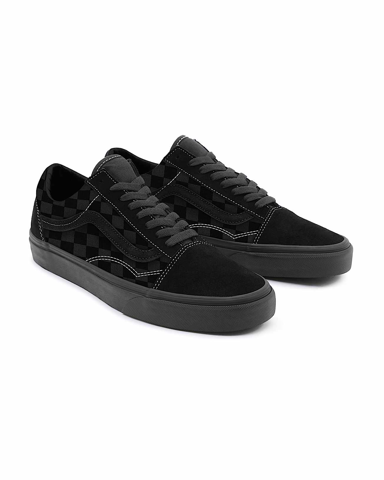 Total Black Checkerboard Old Skool Personnalises VANS Noir HERO