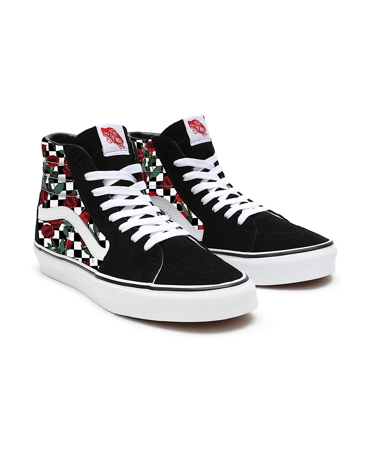 Checkerboard Roses Sk8Hi Personalisierbare VANS SchwarzWei HERO