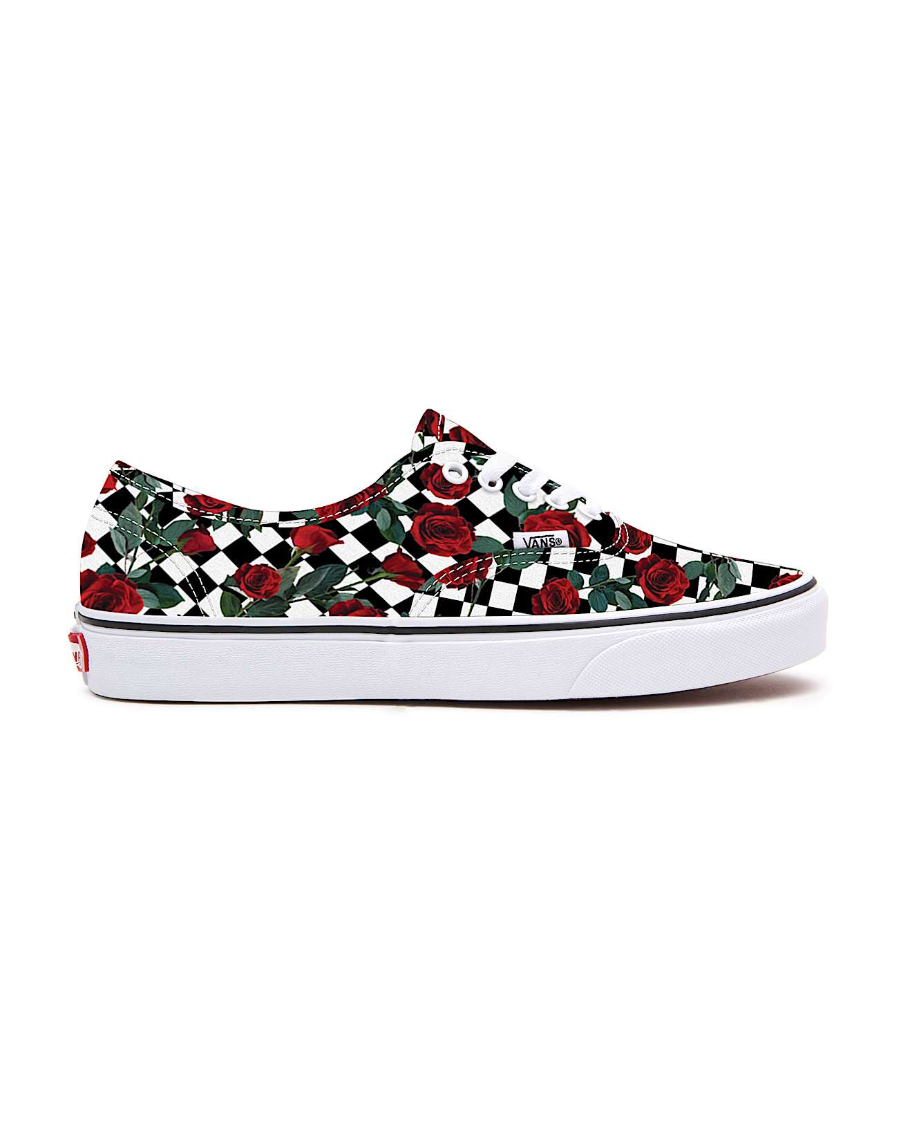 Personalisierbare Checkerboard Roses Authentic mit weiter Passform VANS SchwarzWei ALT1