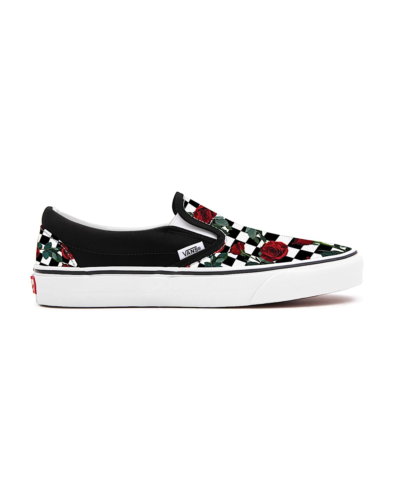 Checkerboard Roses SlipOn Personalisierbare VANS SchwarzWei ALT1