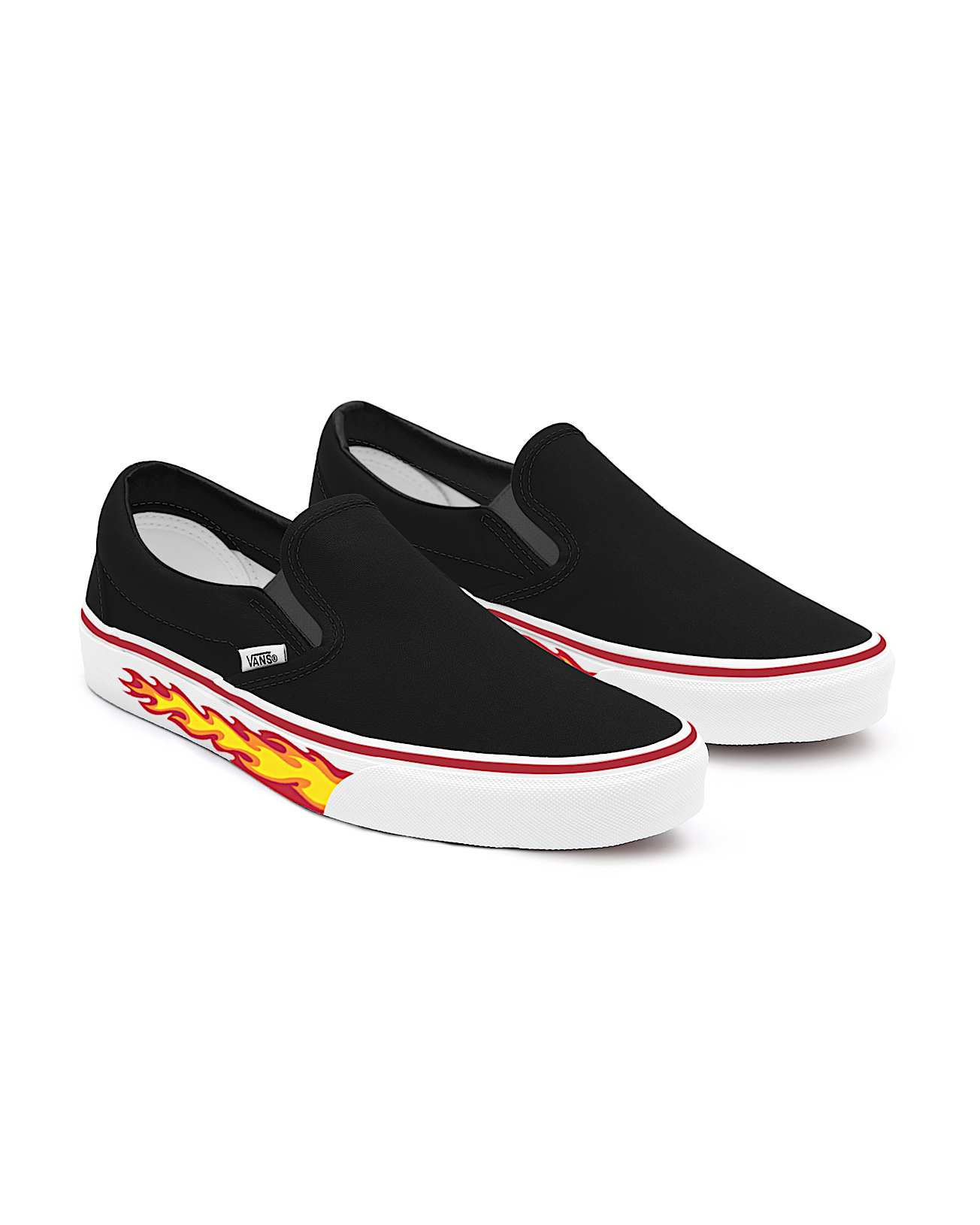 Personalisierbare Flame SlipOn mit breiter Passform VANS Schwarz HERO