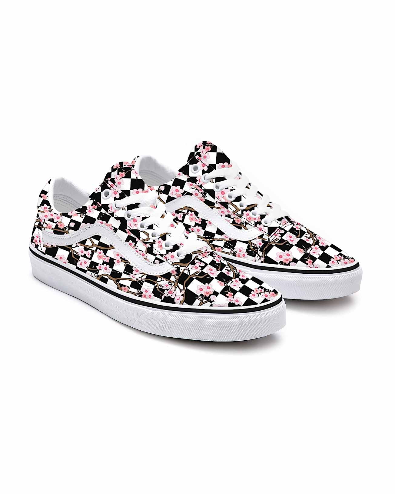 Cherry Blossom Checkerboard Old Skool Personalizadas - 1