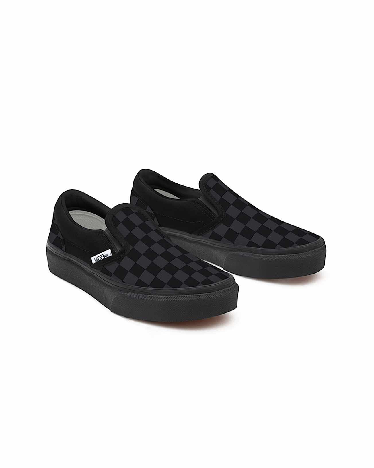 Kids Customs Total Black Checkerboard Slip-On (4-8 years) - 1