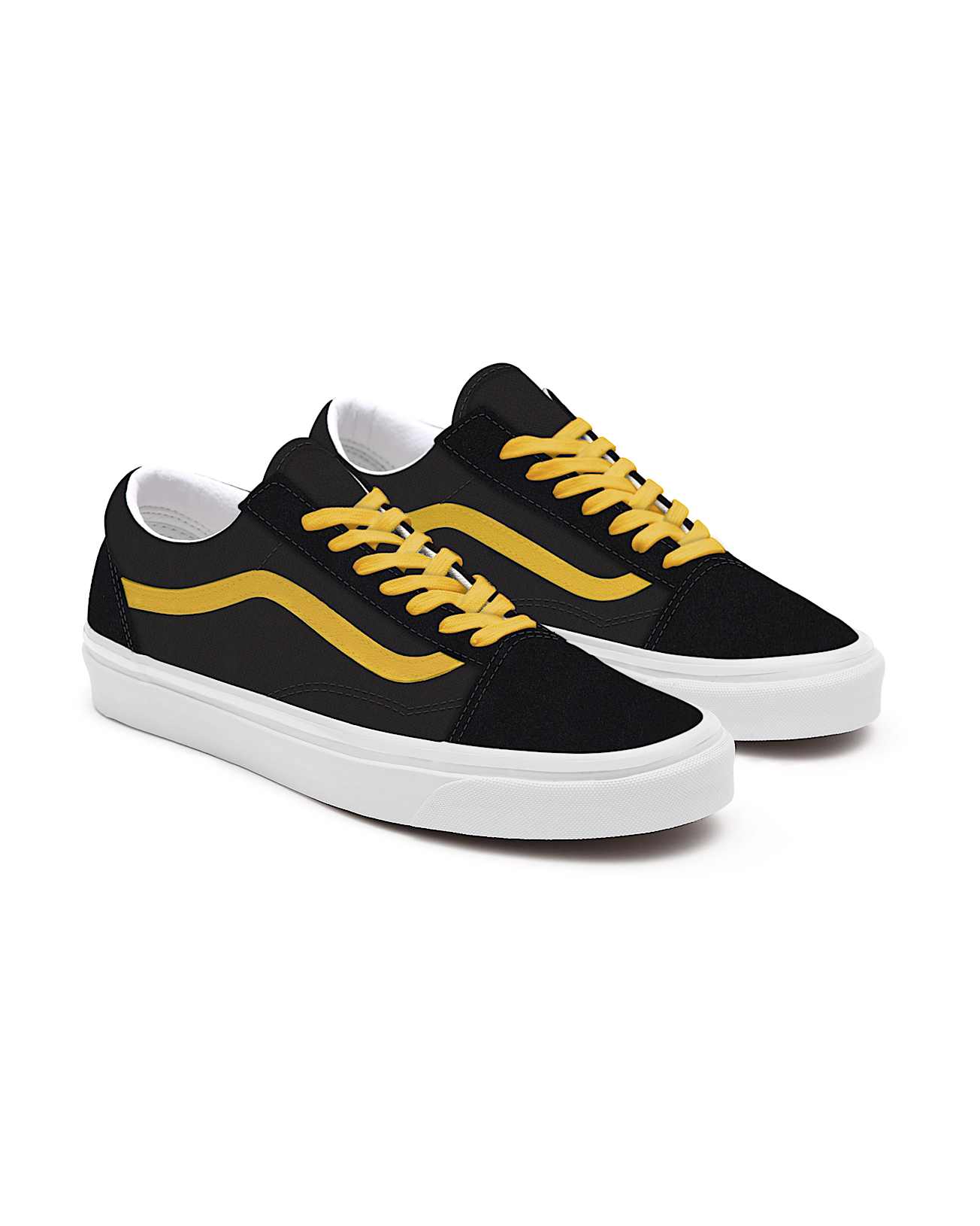Personalisierbare Total Black Yellow Sidestripe Old Skool VANS Schwarz HERO