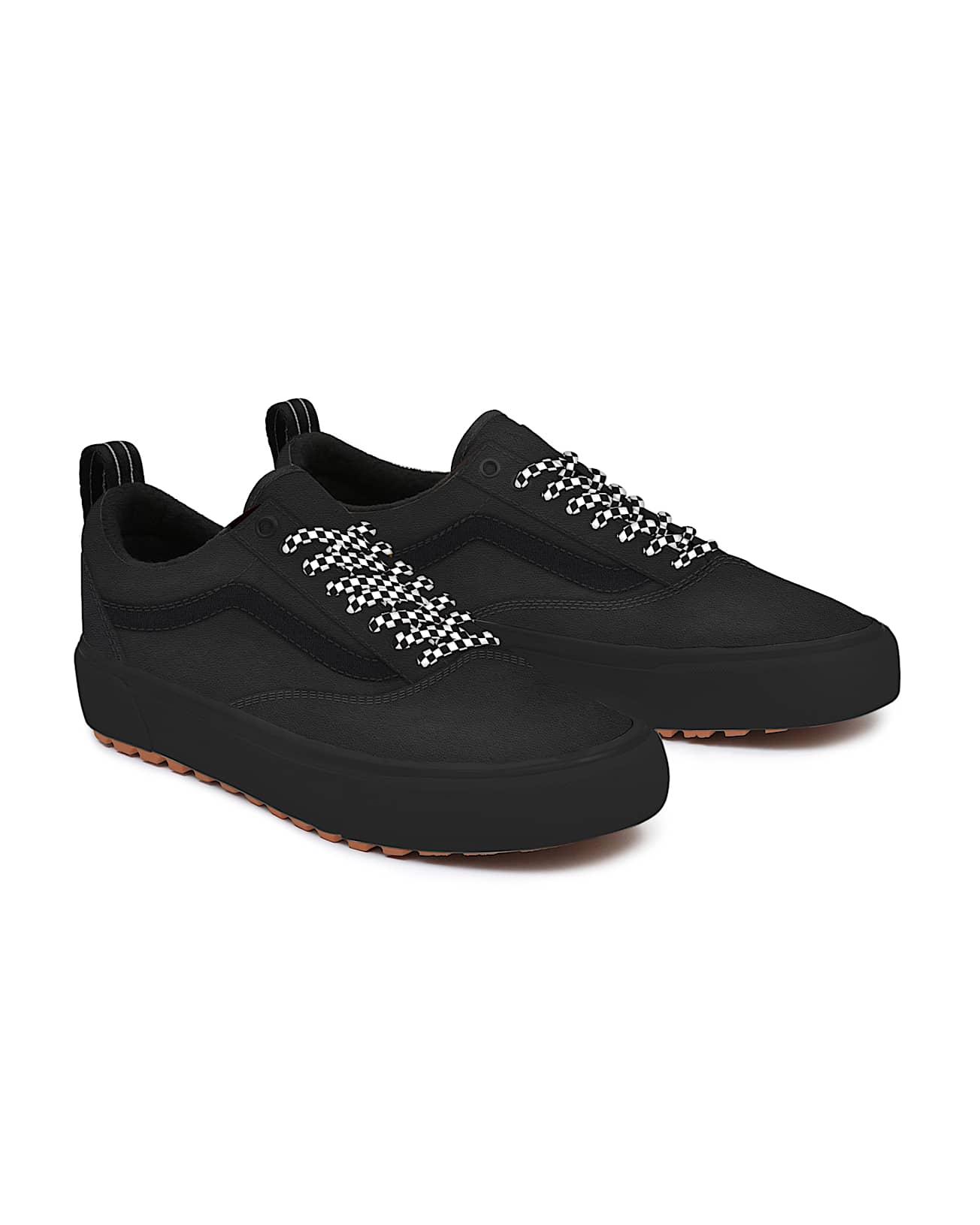 Personalisierbare Total Black Leather  Checkerboard Laces Old Skool MTE VANS Schwarz HERO