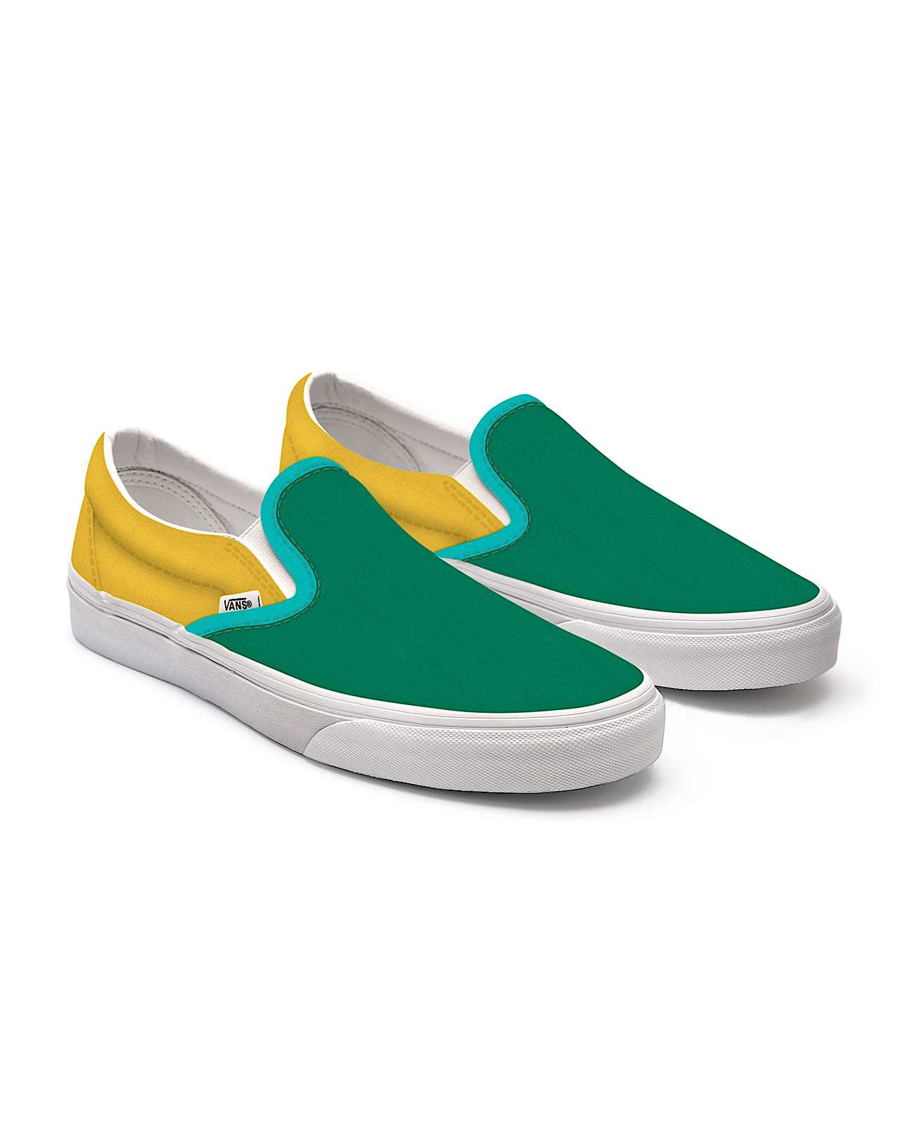 Clashing Colours - Ultramarine Green and Cyber Yellow Slip-On Personalizadas - 1