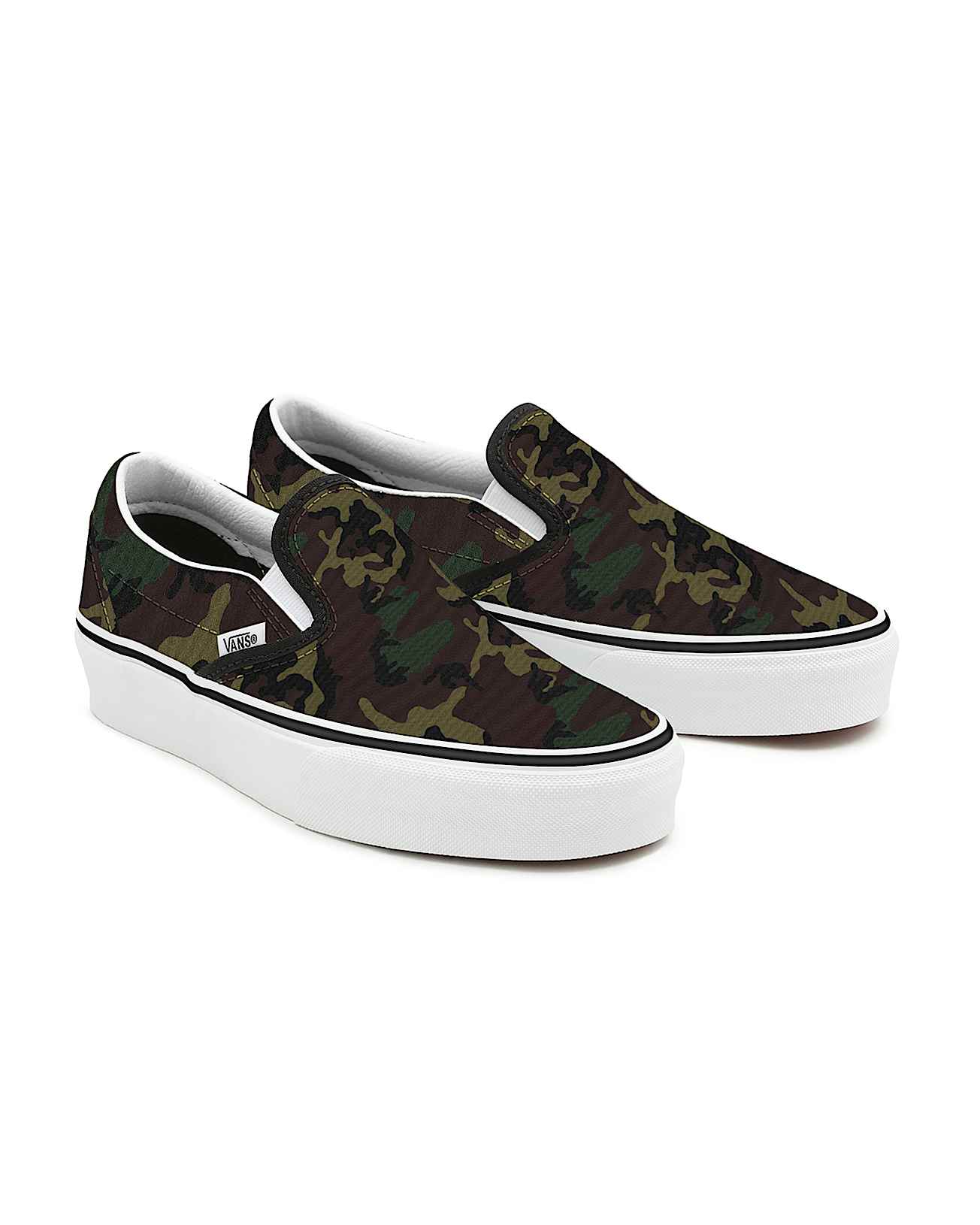 Personalisierbare Camo SlipOn Platform VANS GrnBraun HERO