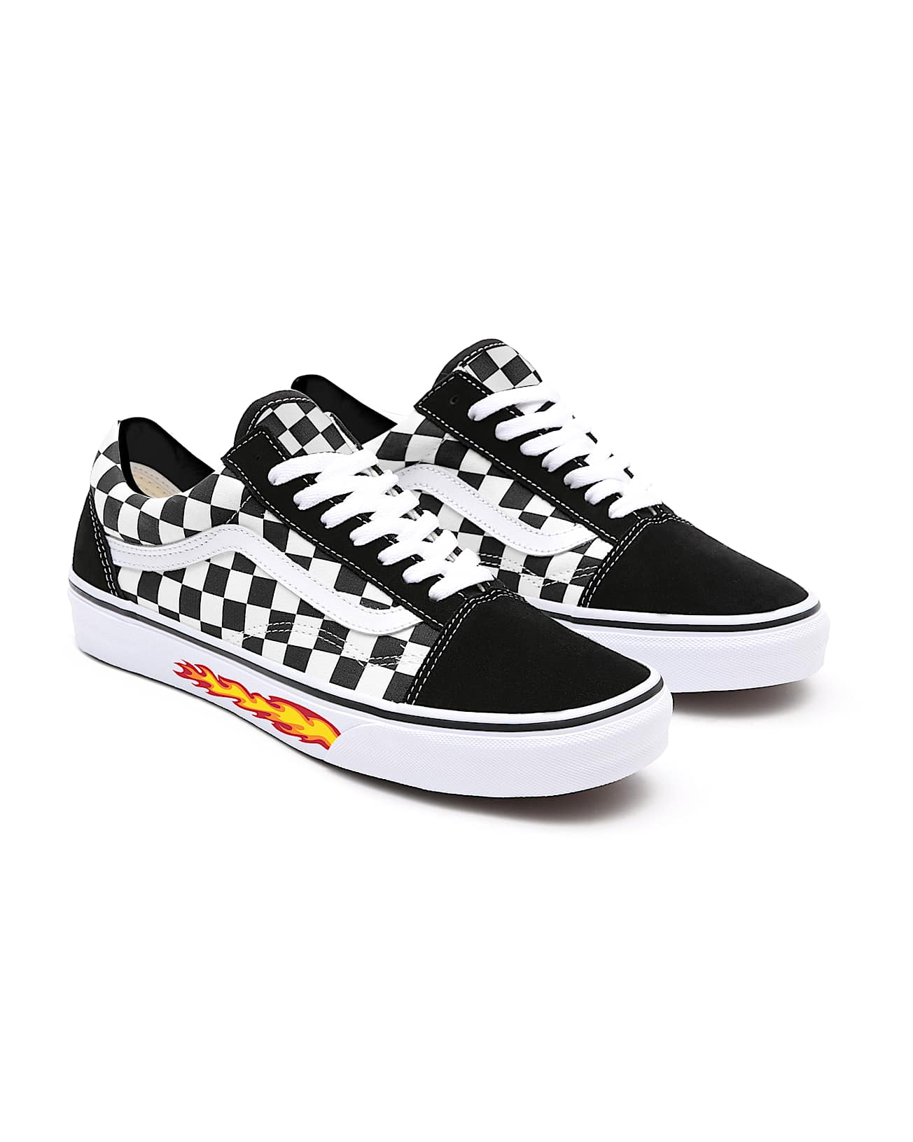 Personalisierbare Checkerboard Flame Old Skool VANS SchwarzWei HERO