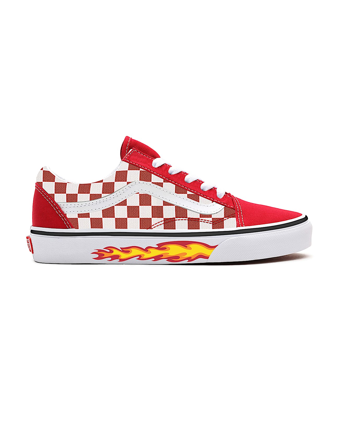Customs Red Checkerboard Flame Old Skool - 2
