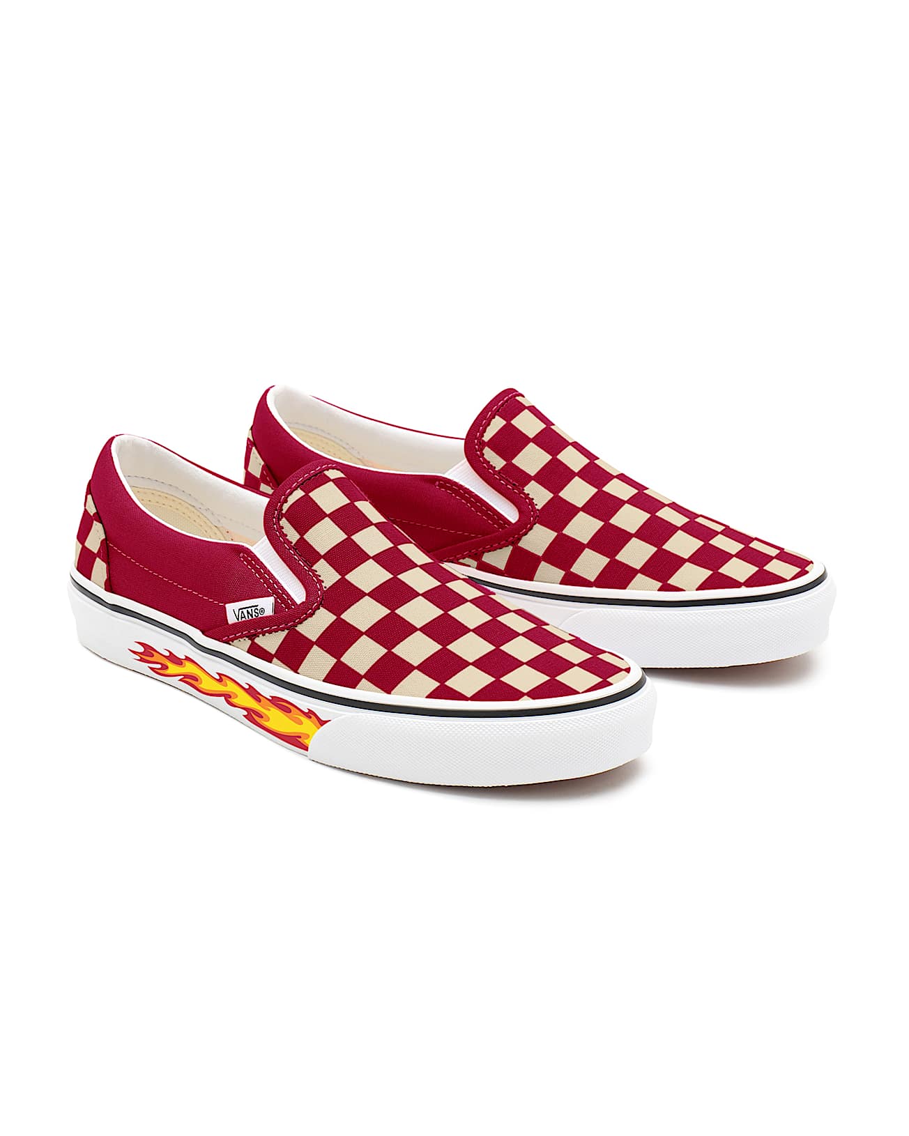 Red Checkerboard Flame SlipOn Personnalises VANS Rouge HERO