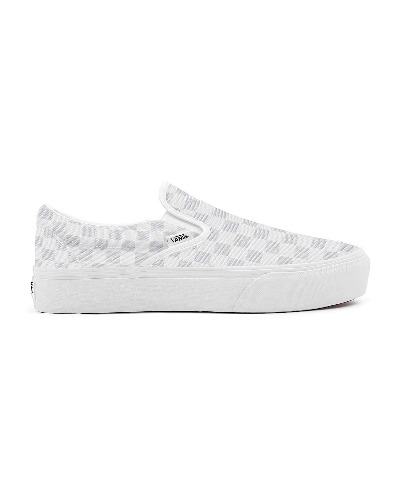 Personalisierbare White Checkerboard SlipOn Platform VANS Wei ALT1