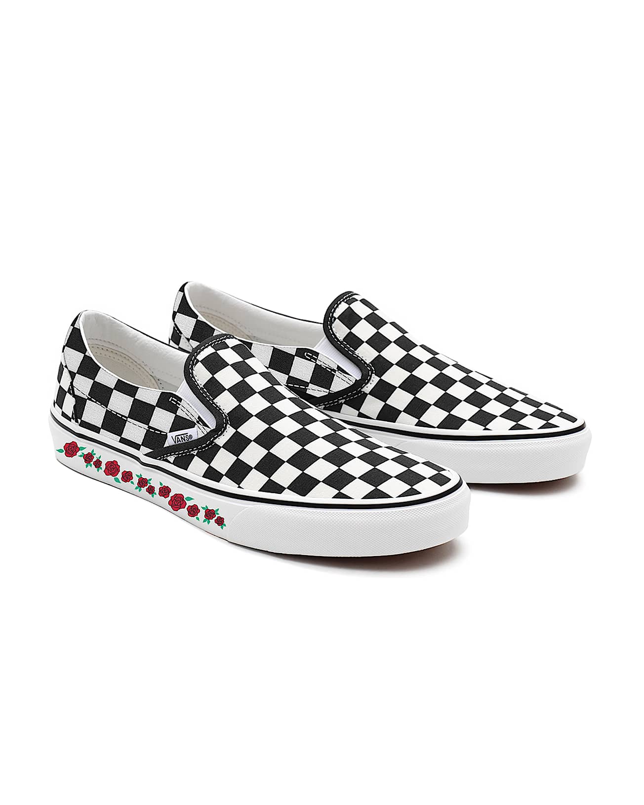 Personalisierbare Checkerboard Rose SlipOn VANS SchwarzWei HERO