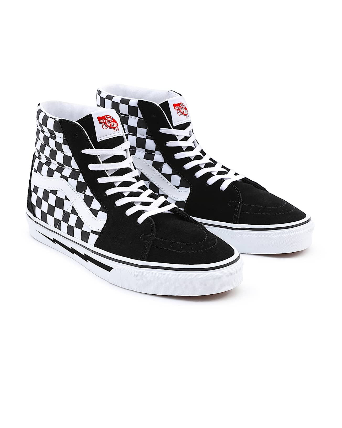 Personalisierbare Lightning Bolt Sk8Hi VANS SchwarzWei HERO