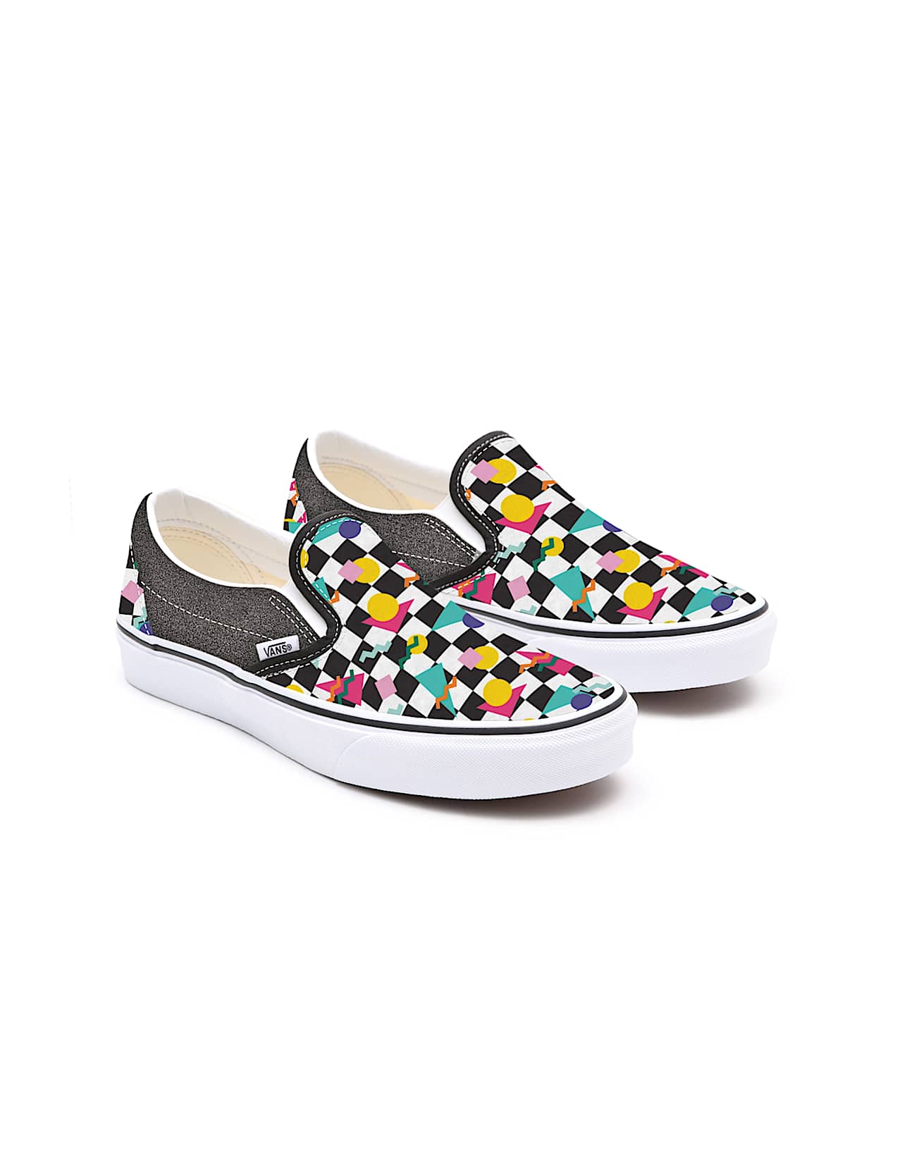 Kids Customs Glitter Geometric Checkerboard Slip-On Shoes (4-8 years) - 1