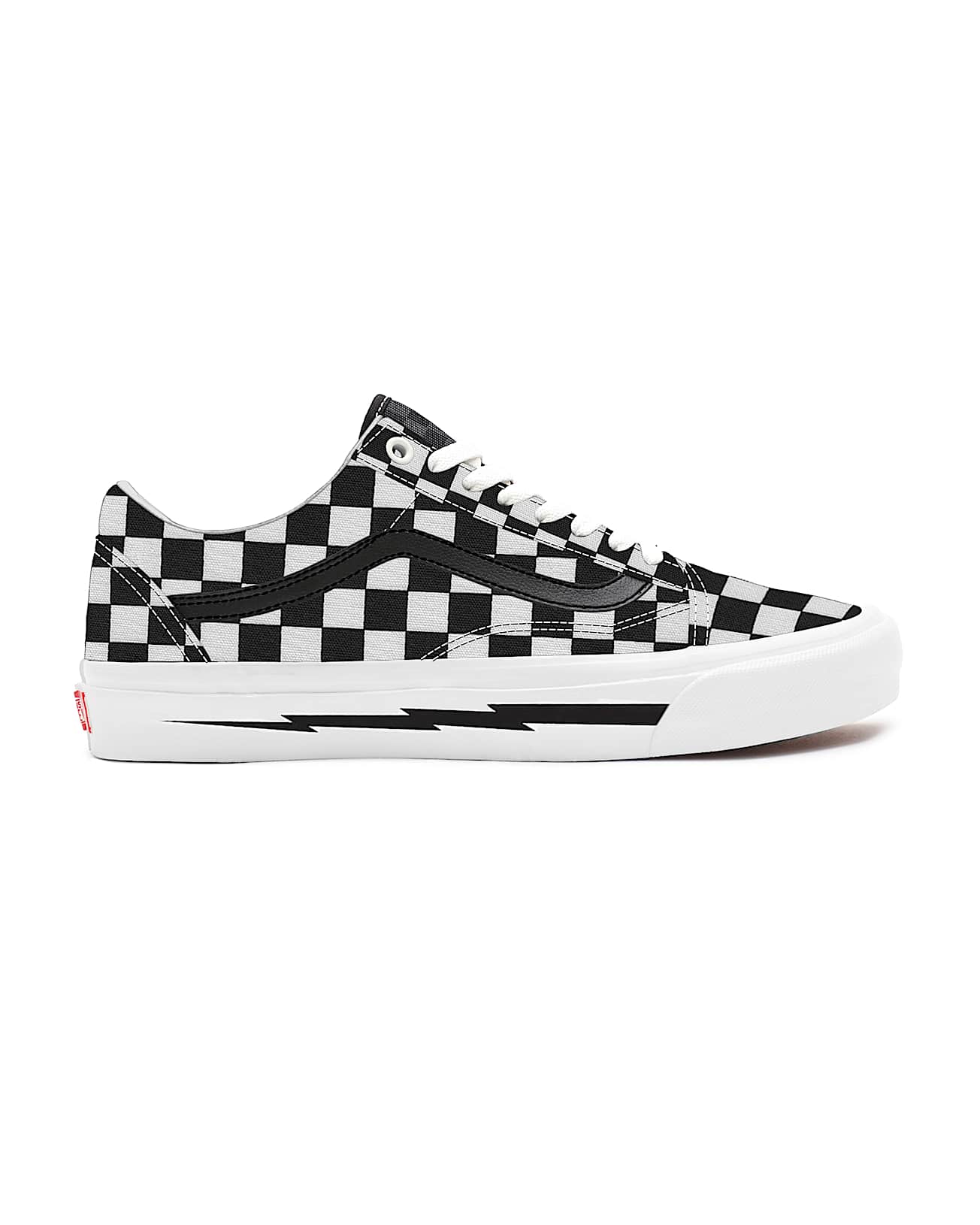 Personalisierbare Lightning Foxing Checkerboard Old Skool VANS SchwarzWei ALT1