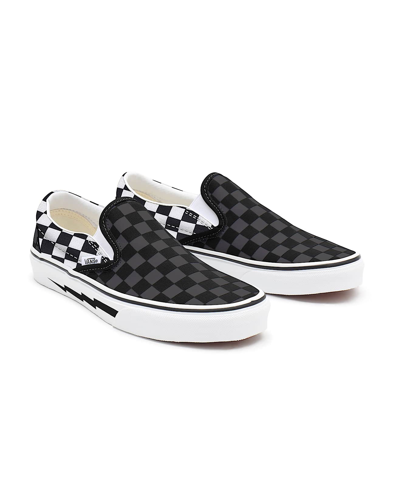 Personalisierbare Lightning Foxing SlipOn VANS SchwarzWei HERO