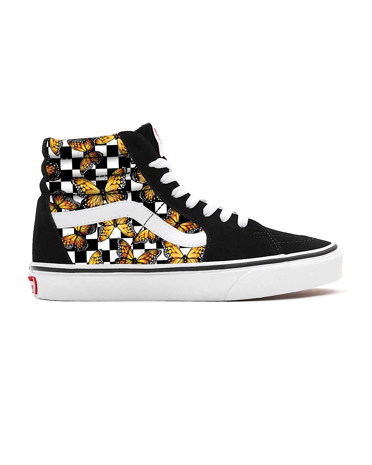 Butterfly Checkerboard Sk8Hi Personalisierbare VANS SchwarzWei ALT1