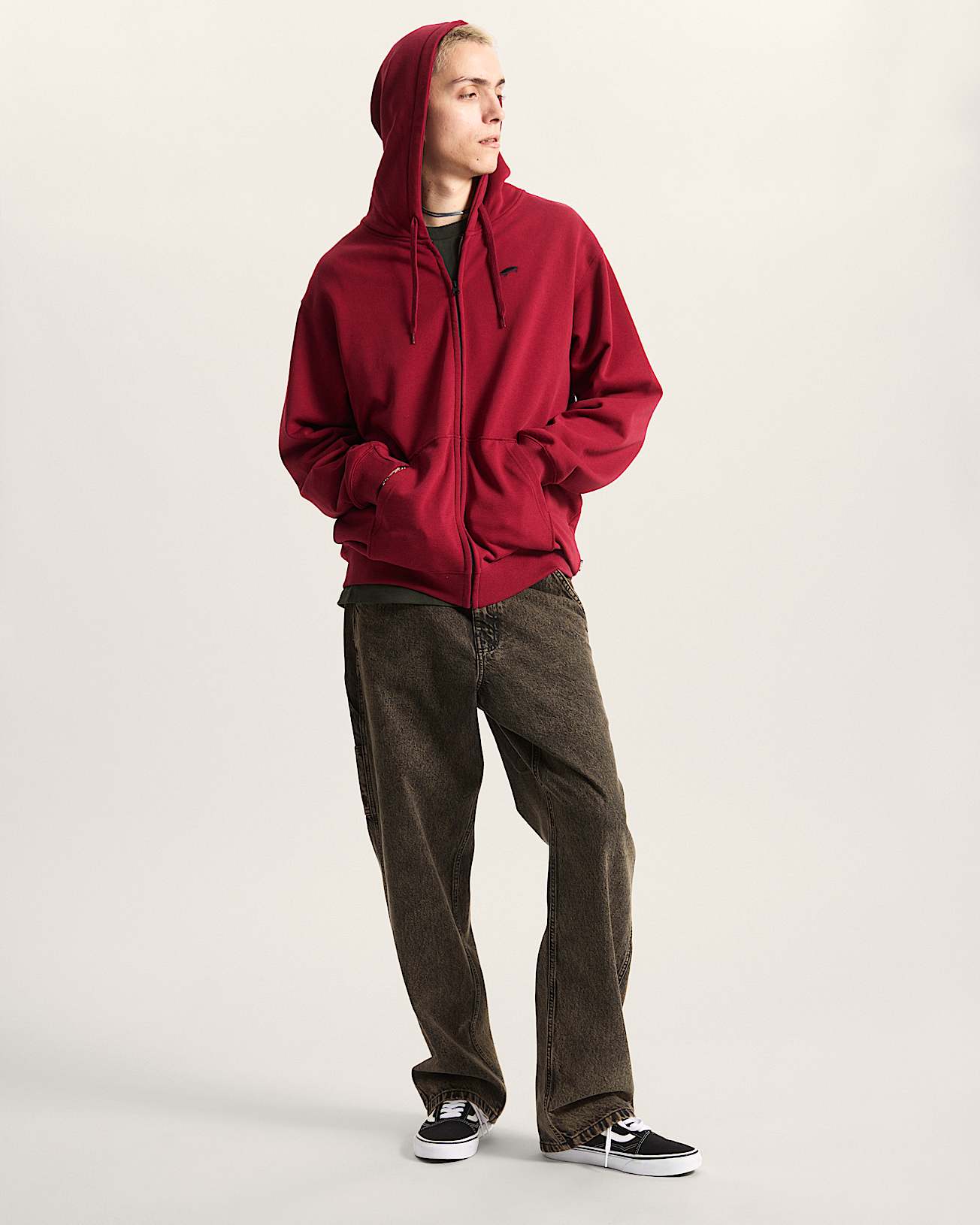 Salton Loose Hoodie mit Reiverschluss VANS Bordeaux ALT5