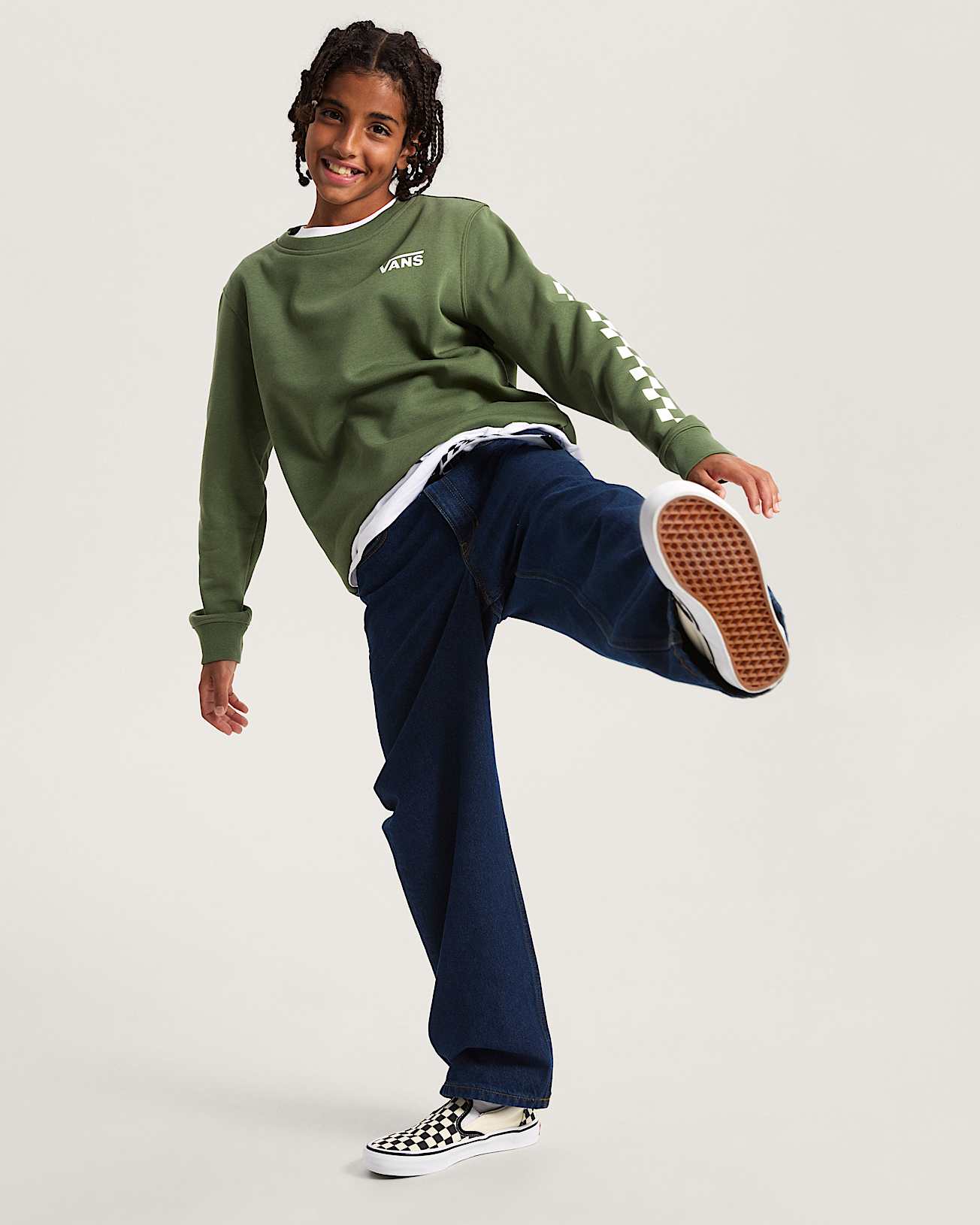 Camisola Exposition Check para criana 814 anos VANS Verde ALT4