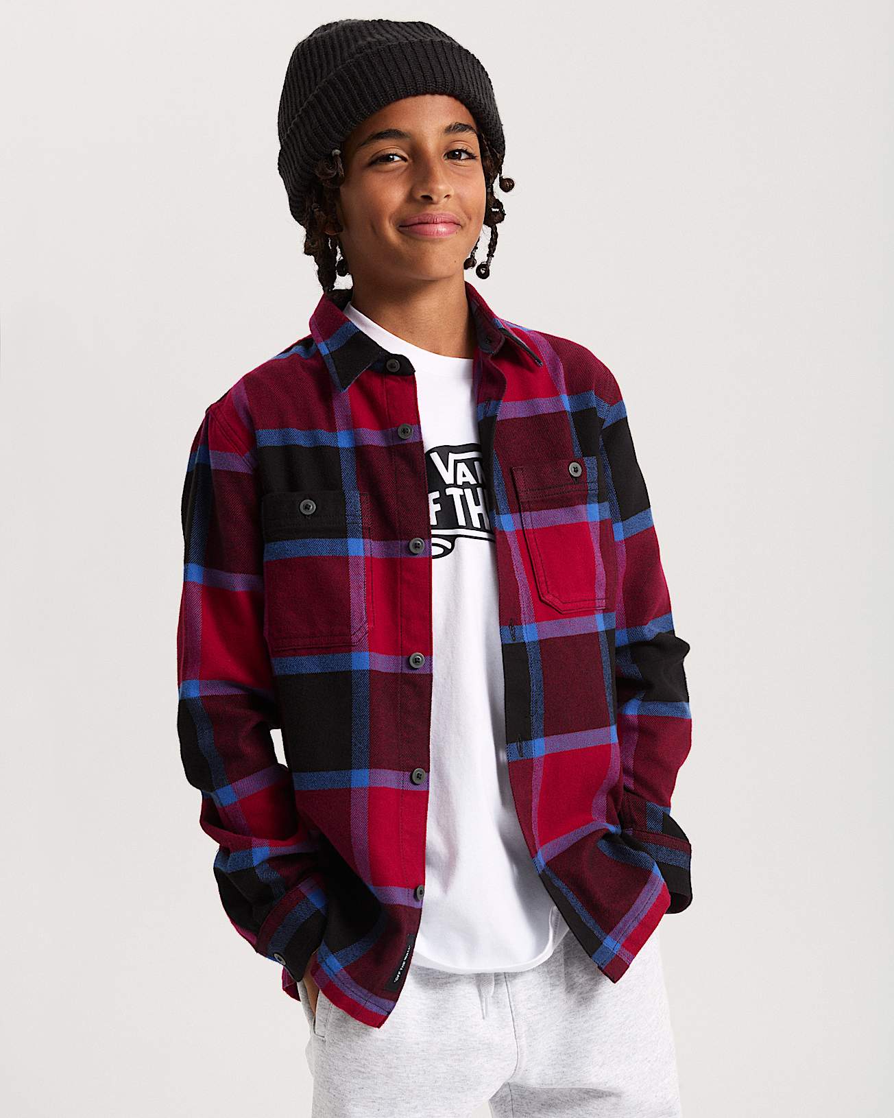 Kids Larkspur Flannel Shirt 814 Years VANS Burgundy ALT2