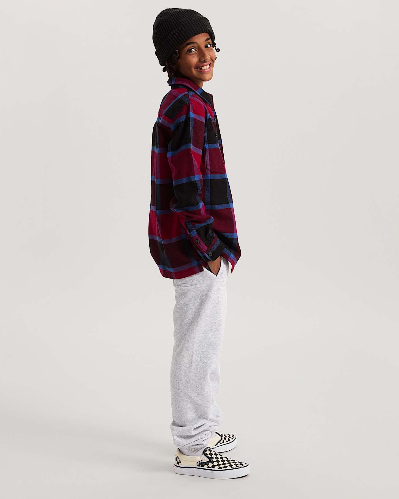 Kids Larkspur Flannel Shirt 814 Years VANS Burgundy ALT4