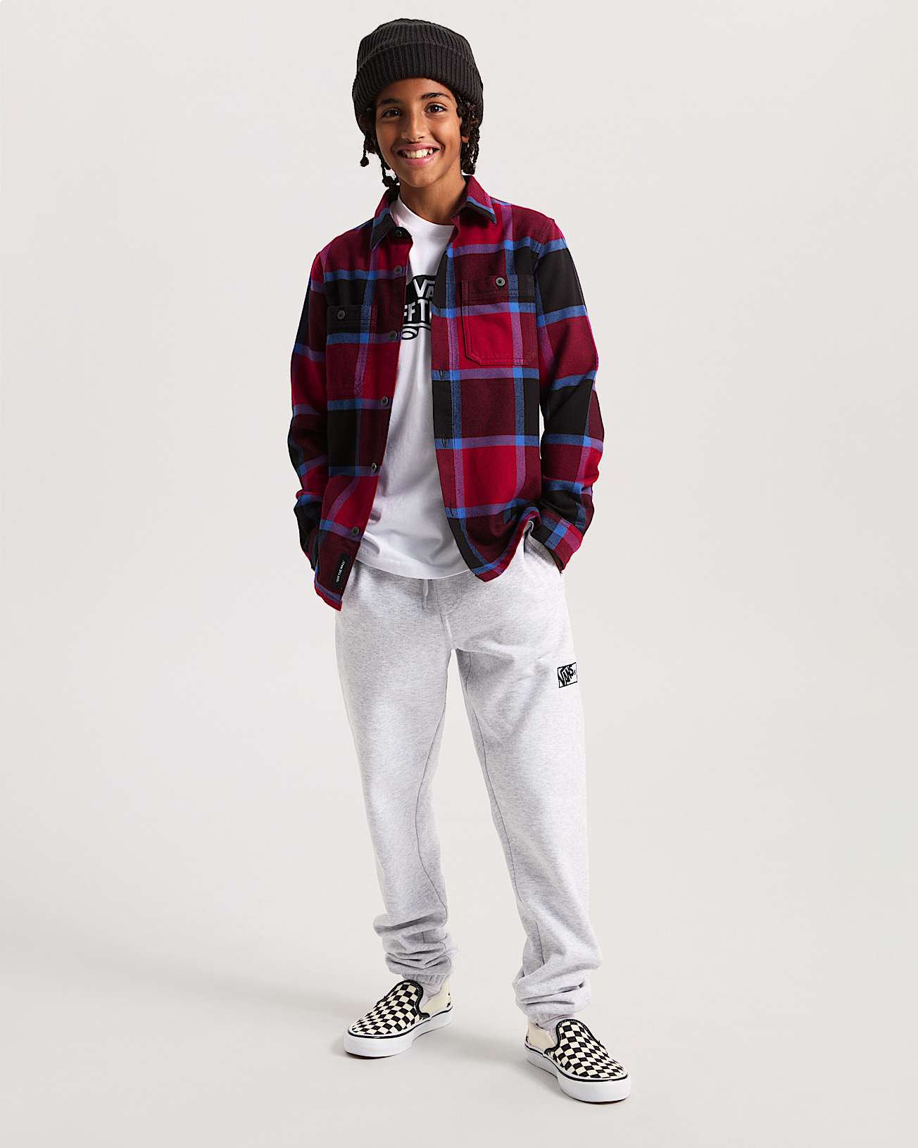 Kids Larkspur Flannel Shirt 814 Years VANS Burgundy ALT5
