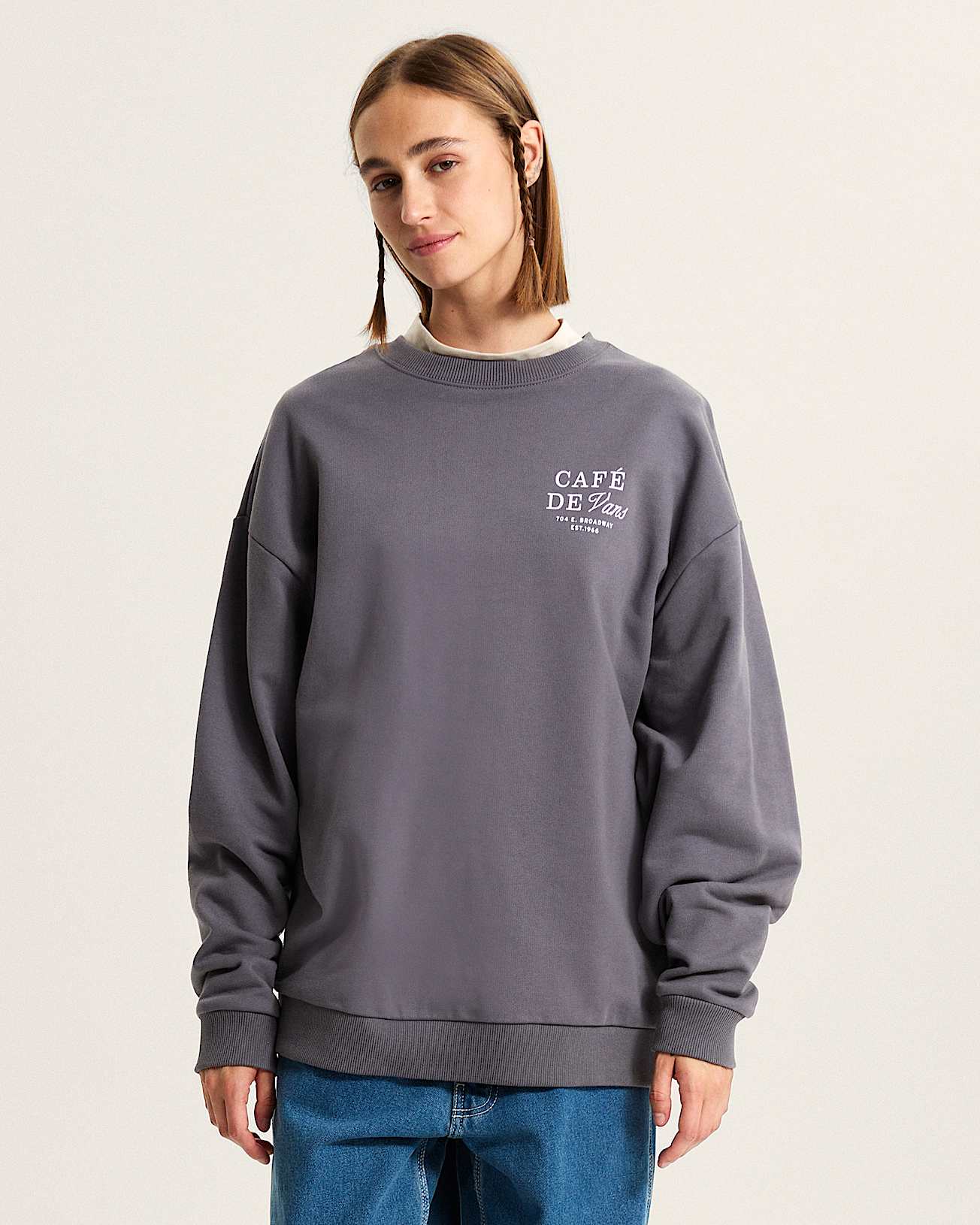 Caf Vans Oversized Crew Sweatshirt VANS Grau ALT2