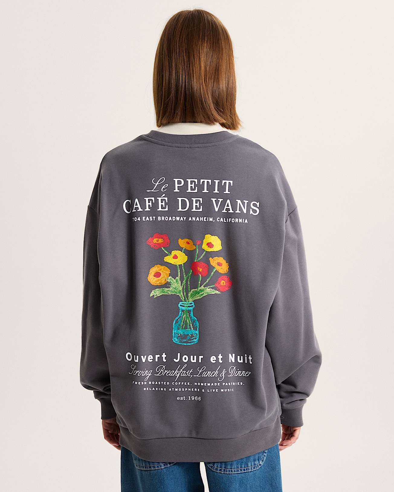 Sudadera de cuello redondo extragrande Café Vans - 4