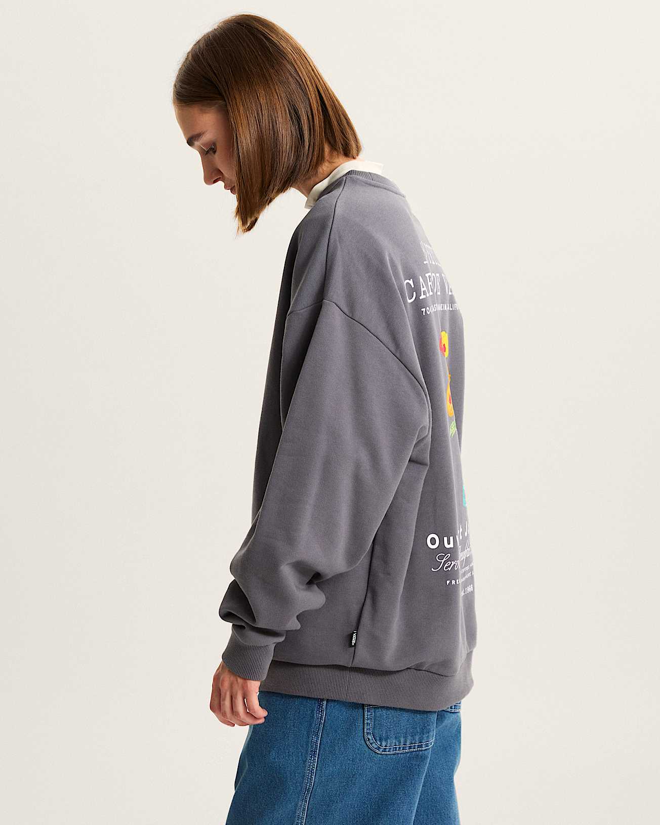 Caf Vans Oversized Crew Sweatshirt VANS Grau ALT4