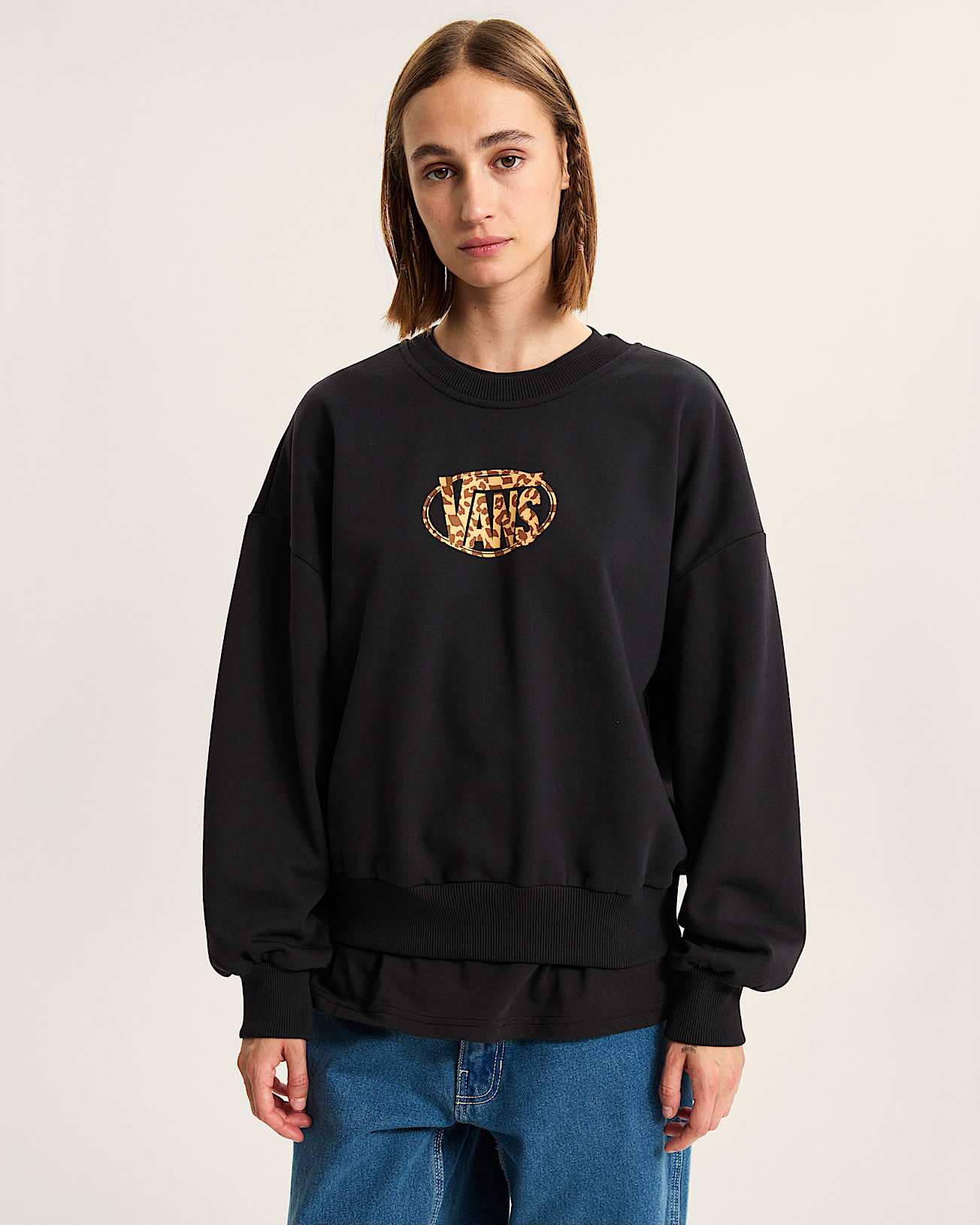 Sweat Leopard Oval Crew VANS Noir ALT2