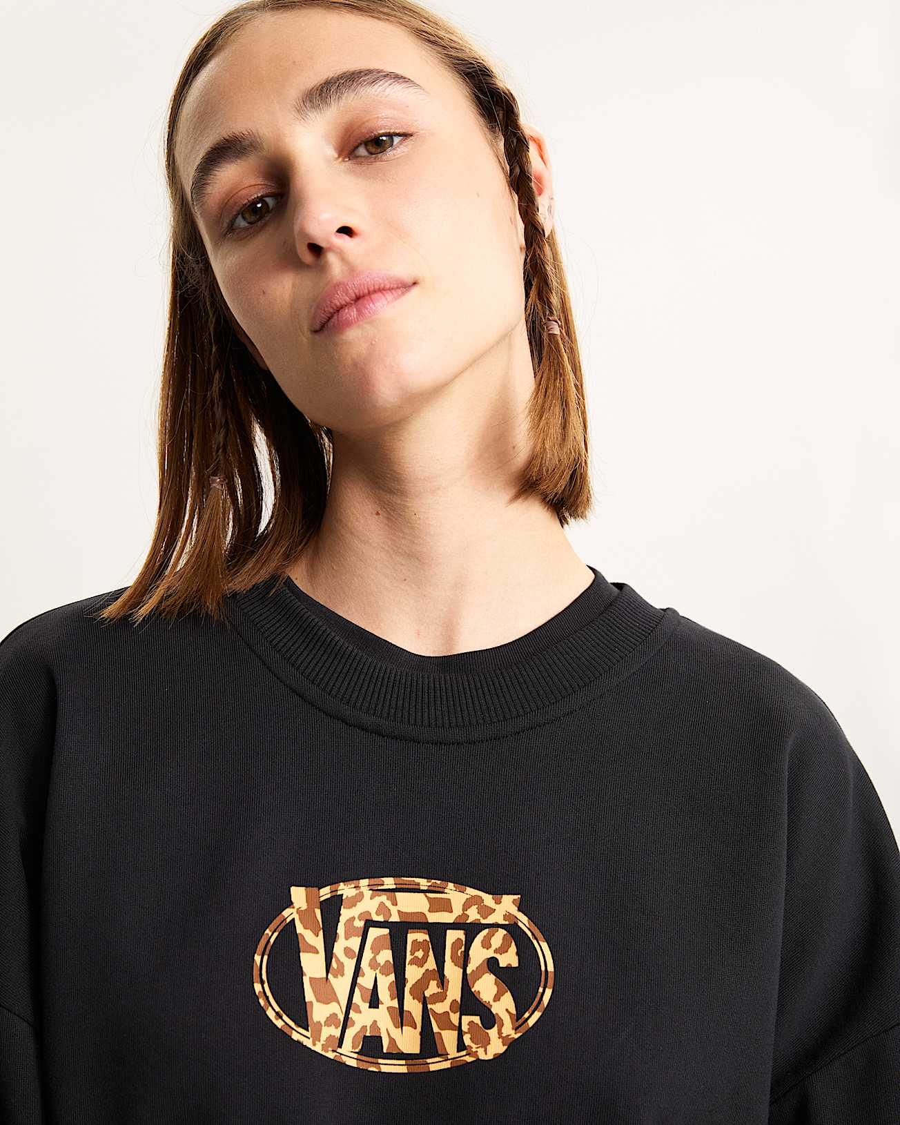 Sweat Leopard Oval Crew VANS Noir ALT6