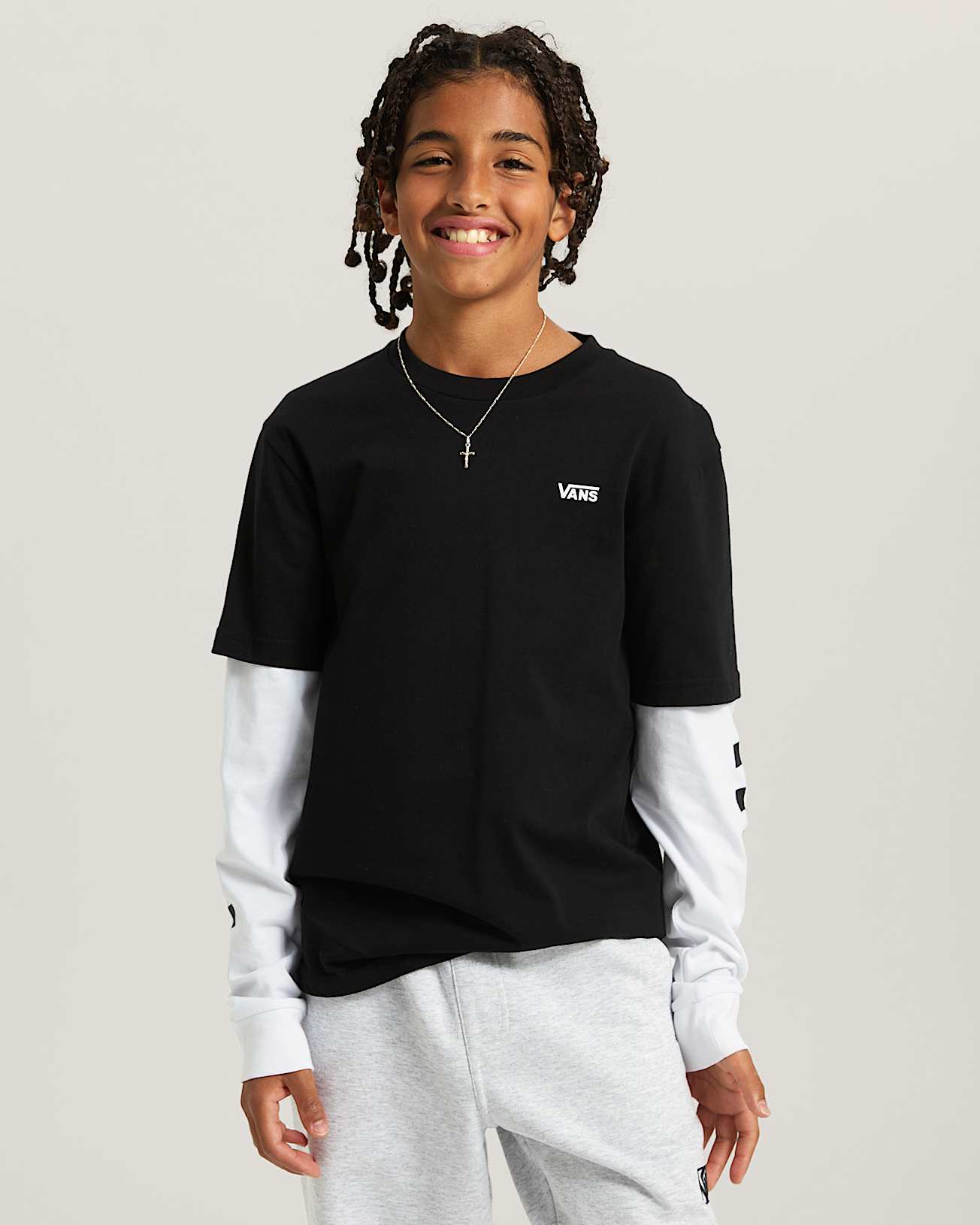 Tshirt Long Check Twofer Enfant 814 ans VANS Noir ALT2