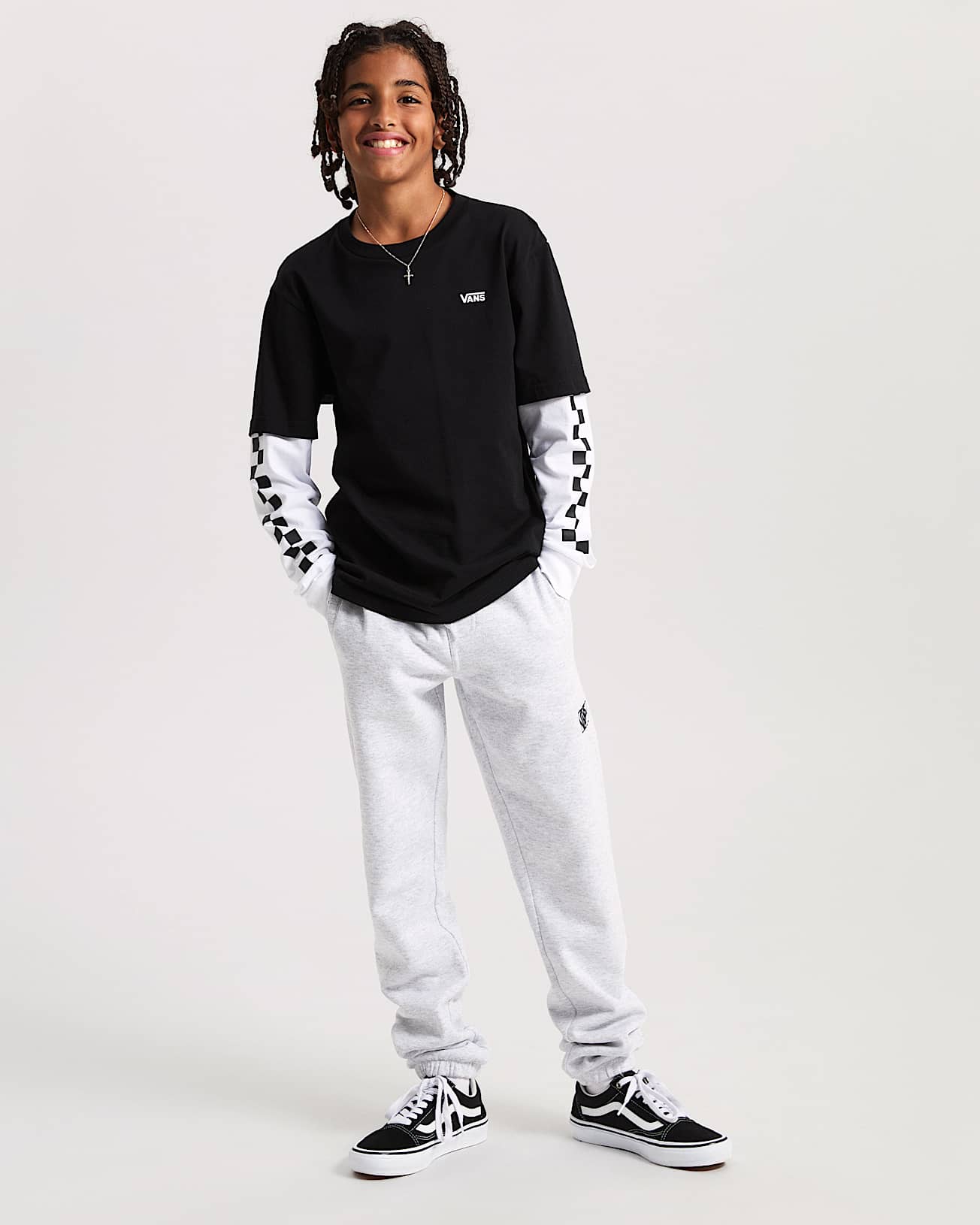 Tshirt Long Check Twofer Enfant 814 ans VANS Noir ALT4