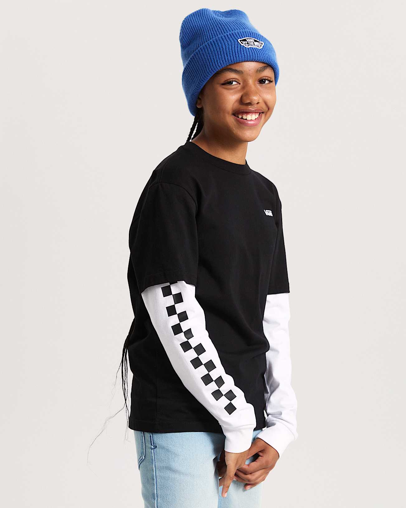 Tshirt Long Check Twofer Enfant 814 ans VANS Noir ALT6