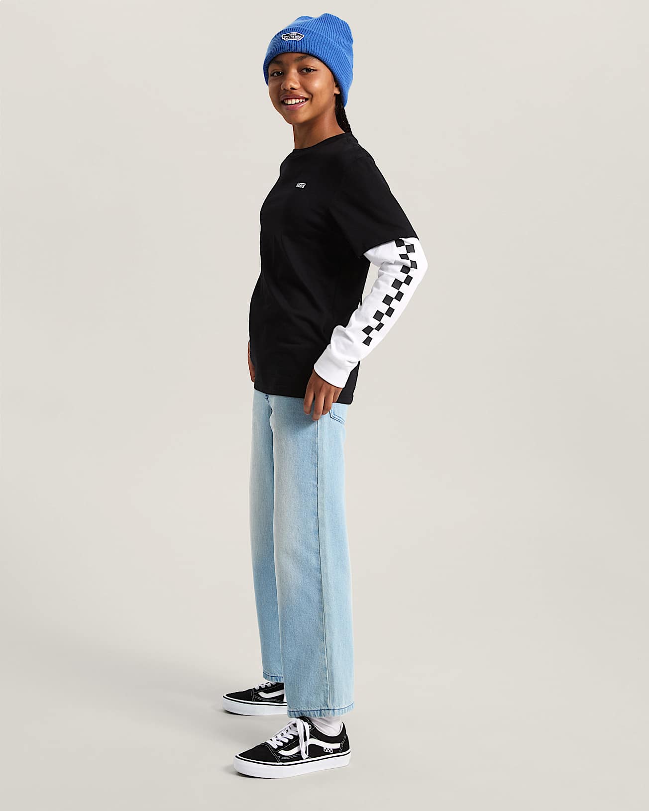 Tshirt Long Check Twofer Enfant 814 ans VANS Noir ALT8