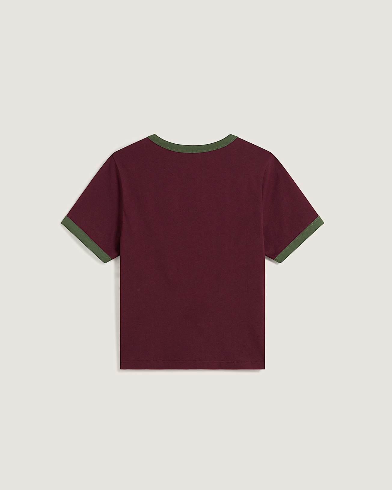 Centre Chest Logo Ringer TShirt VANS Burgundy ALT1