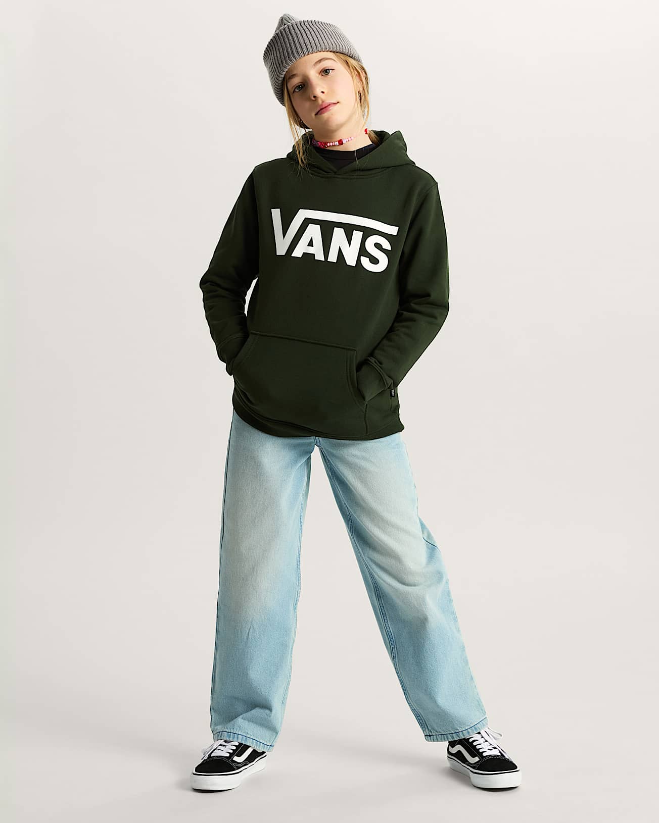 Sweat  capuche Vans Classic II Enfant 814 ans VANS Vert ALT5
